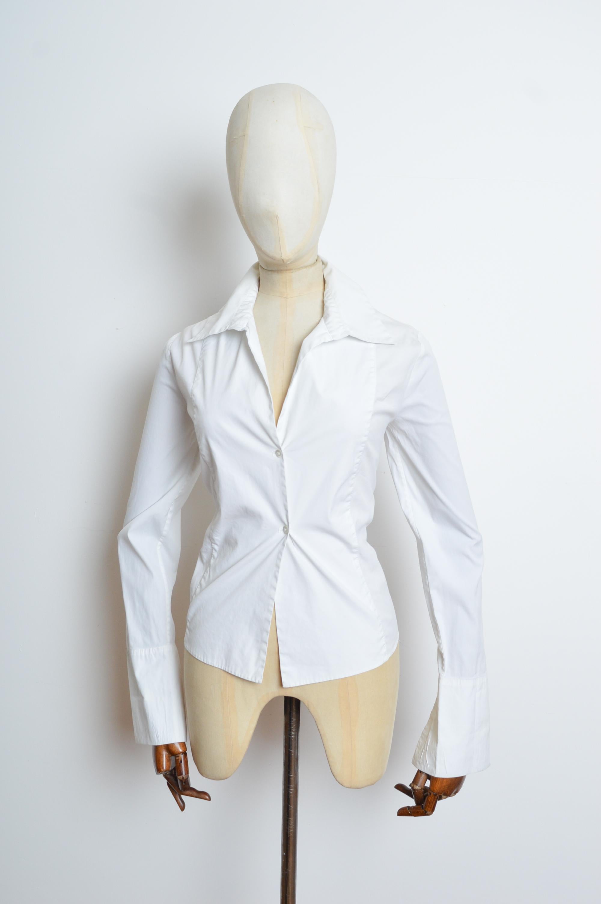 Gray Tom Ford era Gucci Plain white long sleeve Cotton Button down shirt