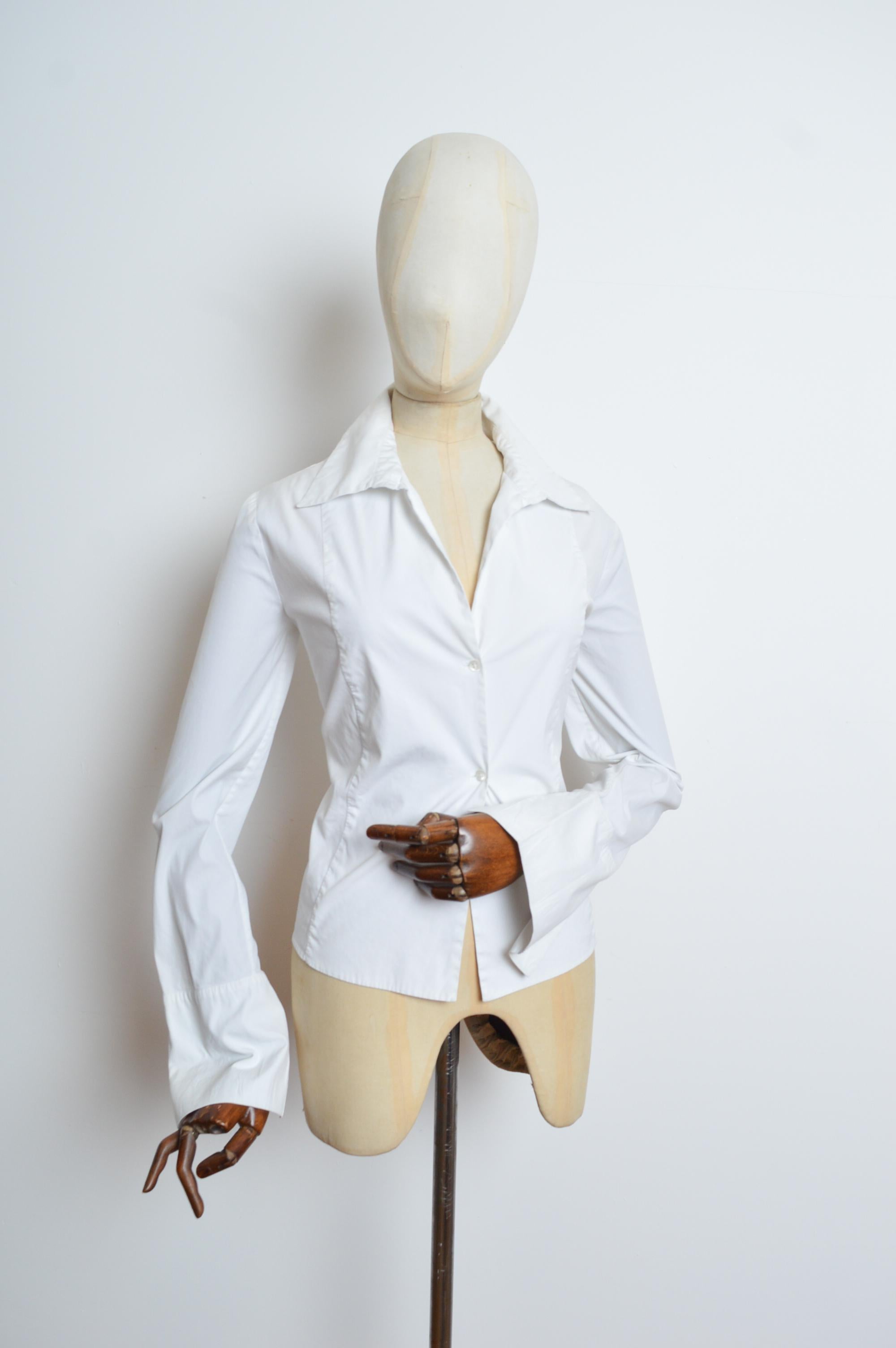 Women's Tom Ford era Gucci Plain white long sleeve Cotton Button down shirt