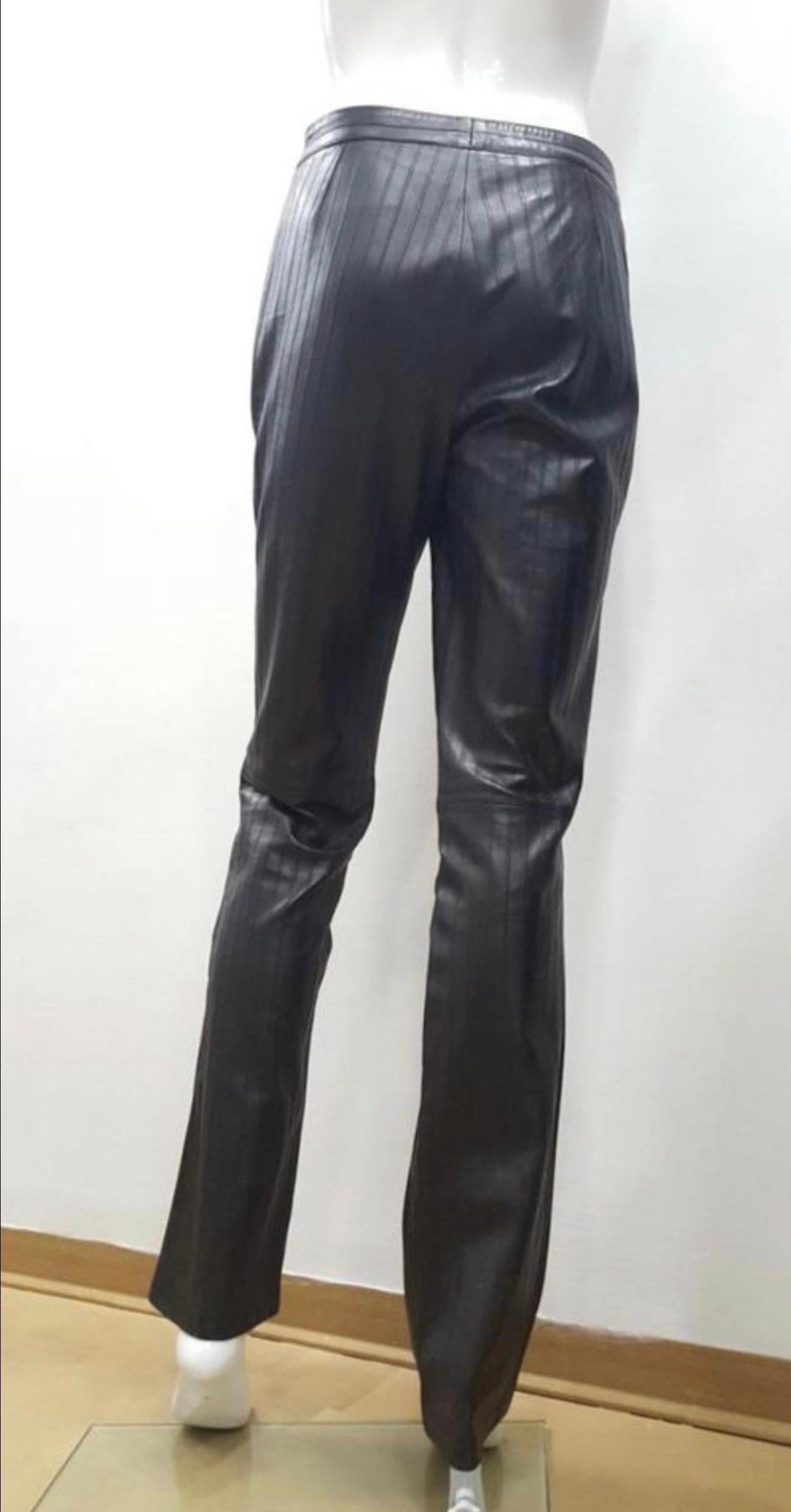 Noir Tom Ford Era Vintage GUCCI Automne 1999 Pantalon à pinces en cuir noir en vente