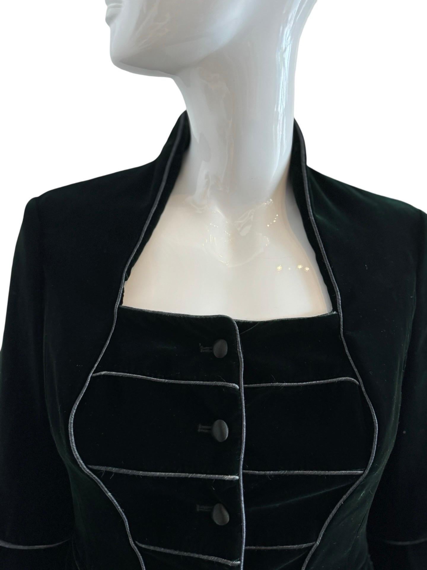 Stefano Pilati Era YSL Green Velvet Jacket In Excellent Condition For Sale In Miami, FL