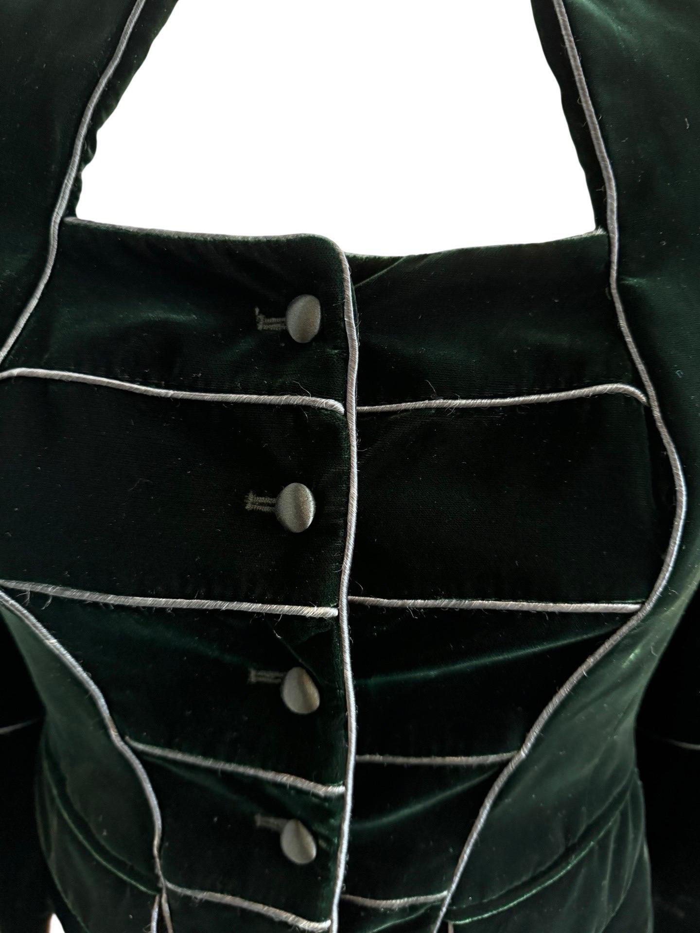 Women's Stefano Pilati Era YSL Green Velvet Jacket For Sale