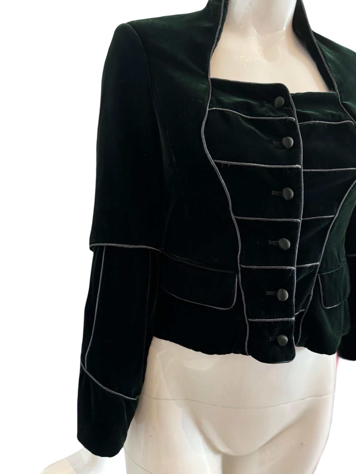 Stefano Pilati Era YSL Green Velvet Jacket For Sale 1