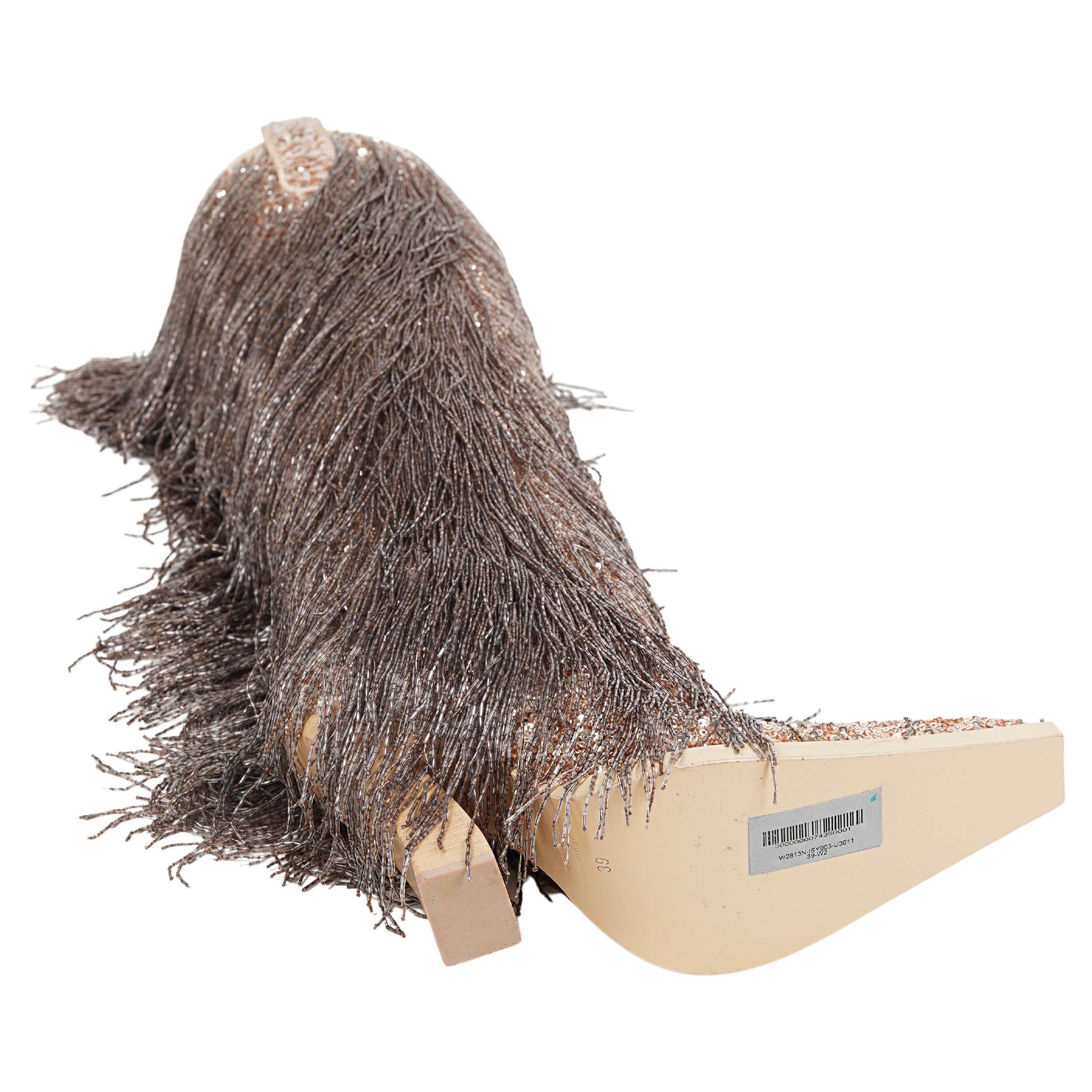 Tom Ford F/W 2020 Beaded Fringe Sequin Western Boots - Taille 39 en vente 8