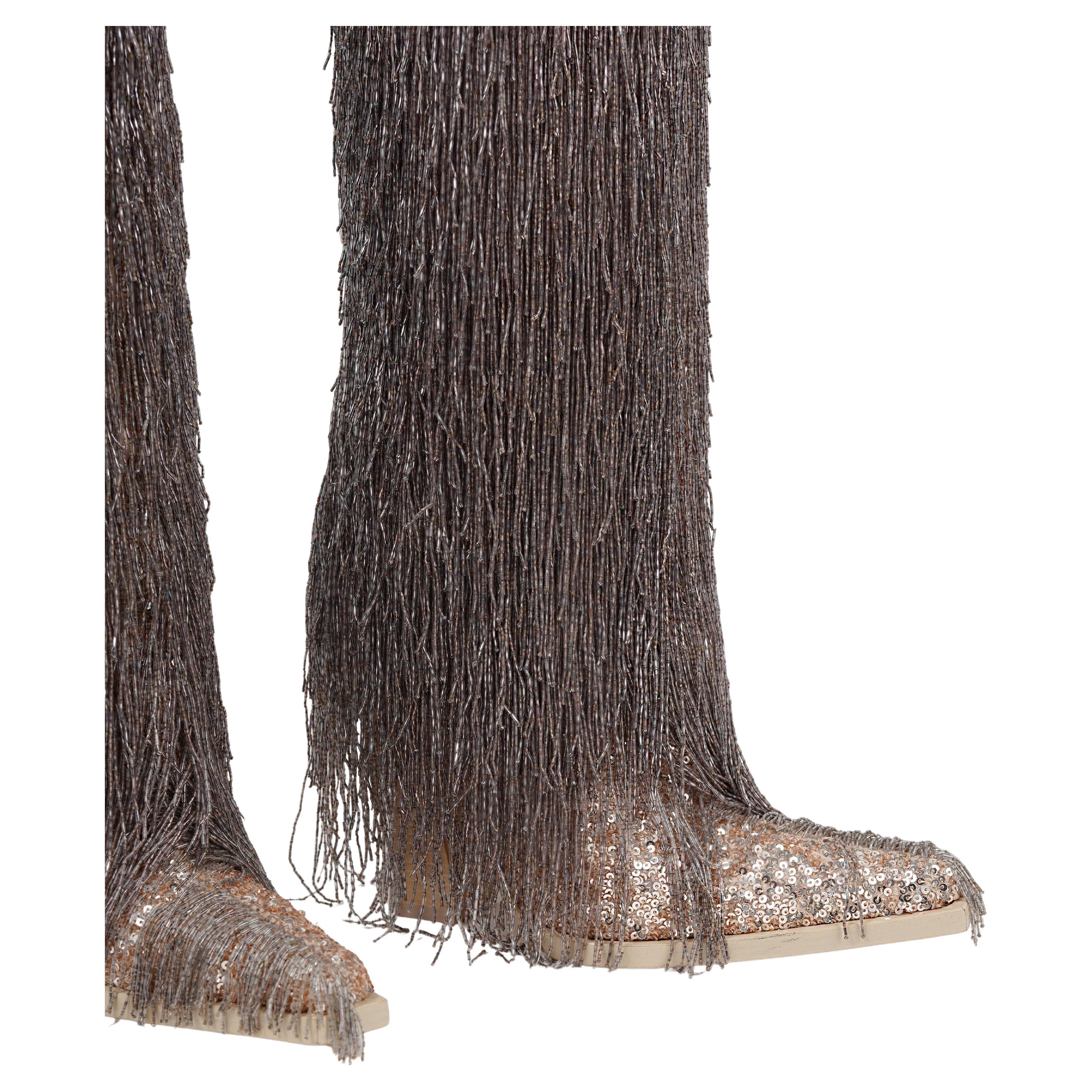 Tom Ford F/W 2020 Beaded Fringe Sequin Western Boots - Taille 39 en vente 3