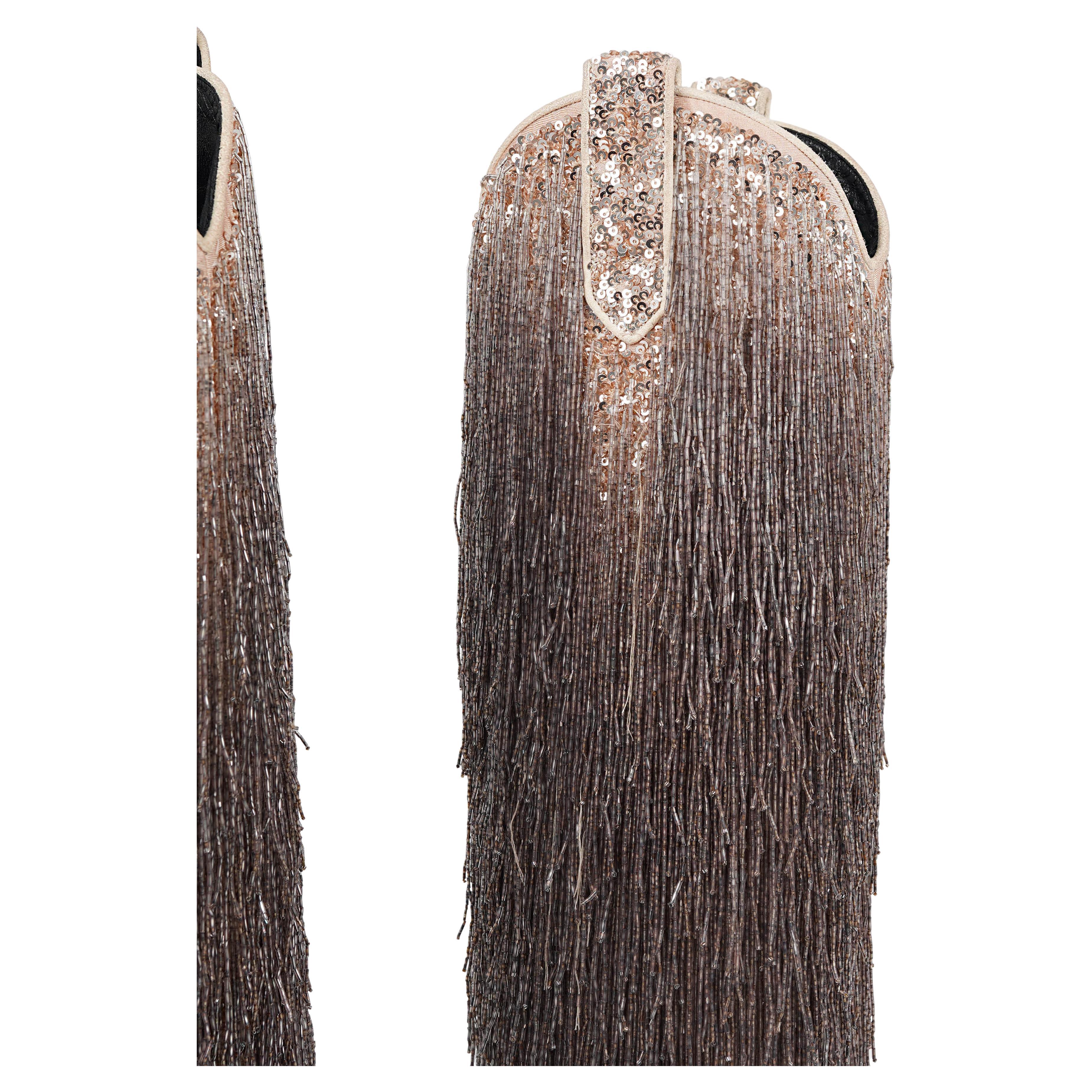 Tom Ford F/W 2020 Beaded Fringe Sequin Western Boots - Taille 39 en vente 4