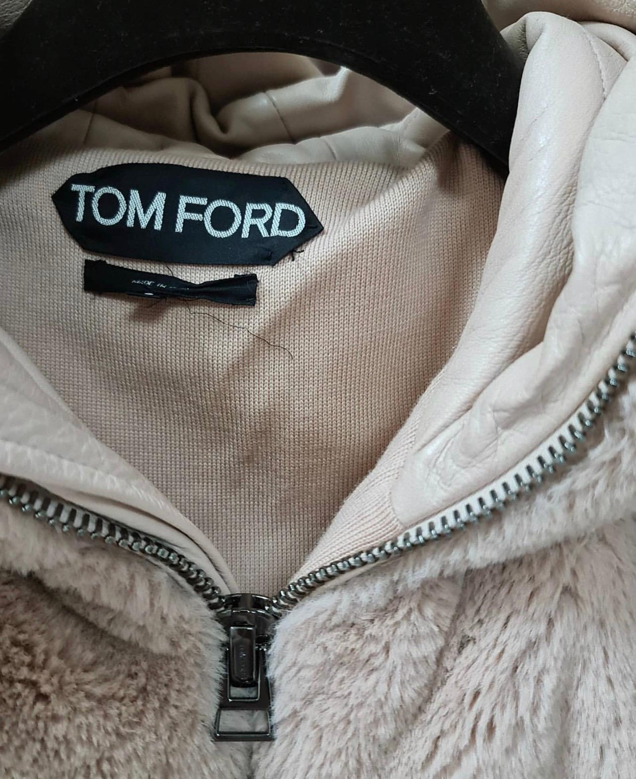 Brown Tom Ford faux beaver padded bomber-jacket 
