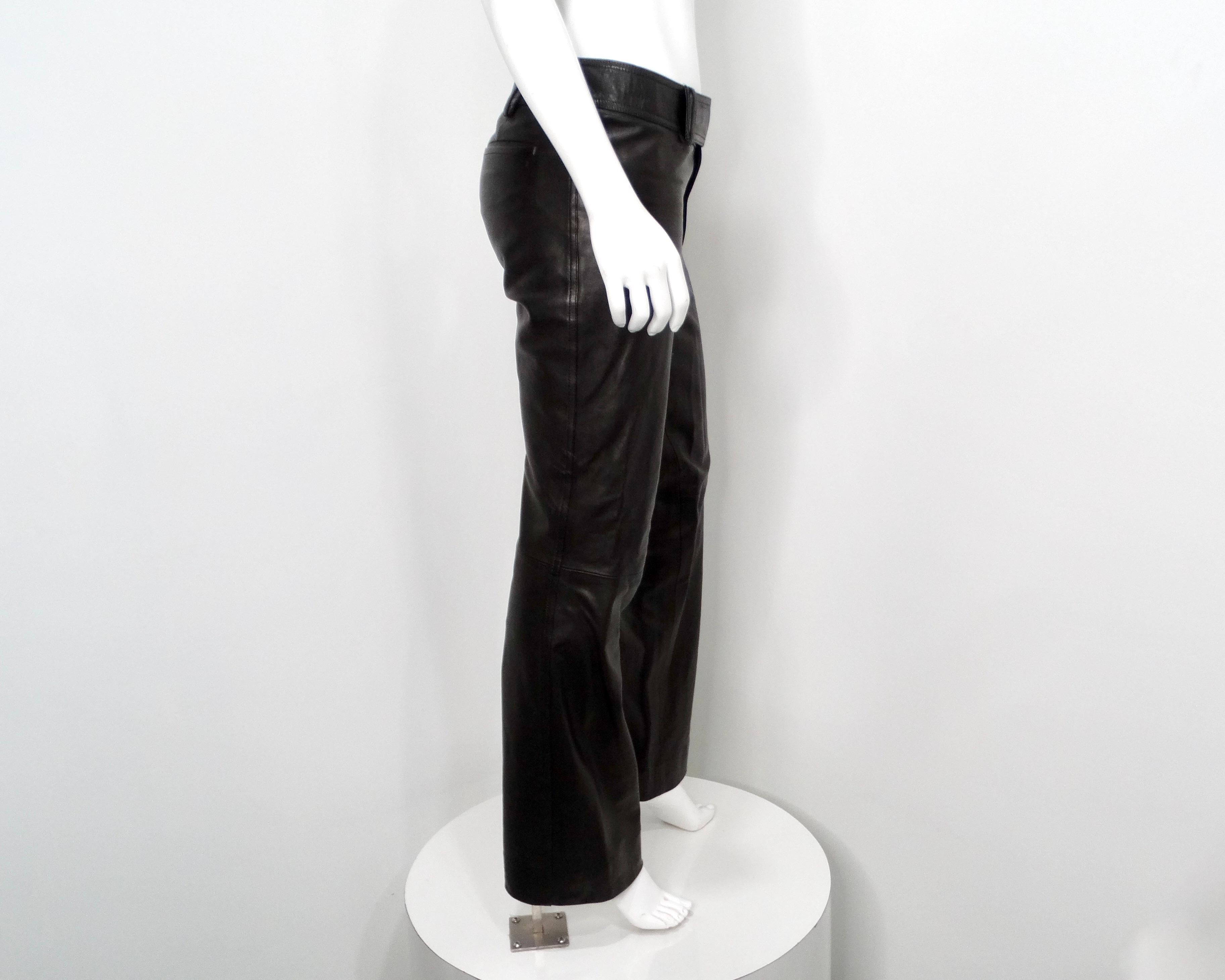 Tom Ford for Gucci 1990s Black Lambskin Leather Flare Pants For Sale 6