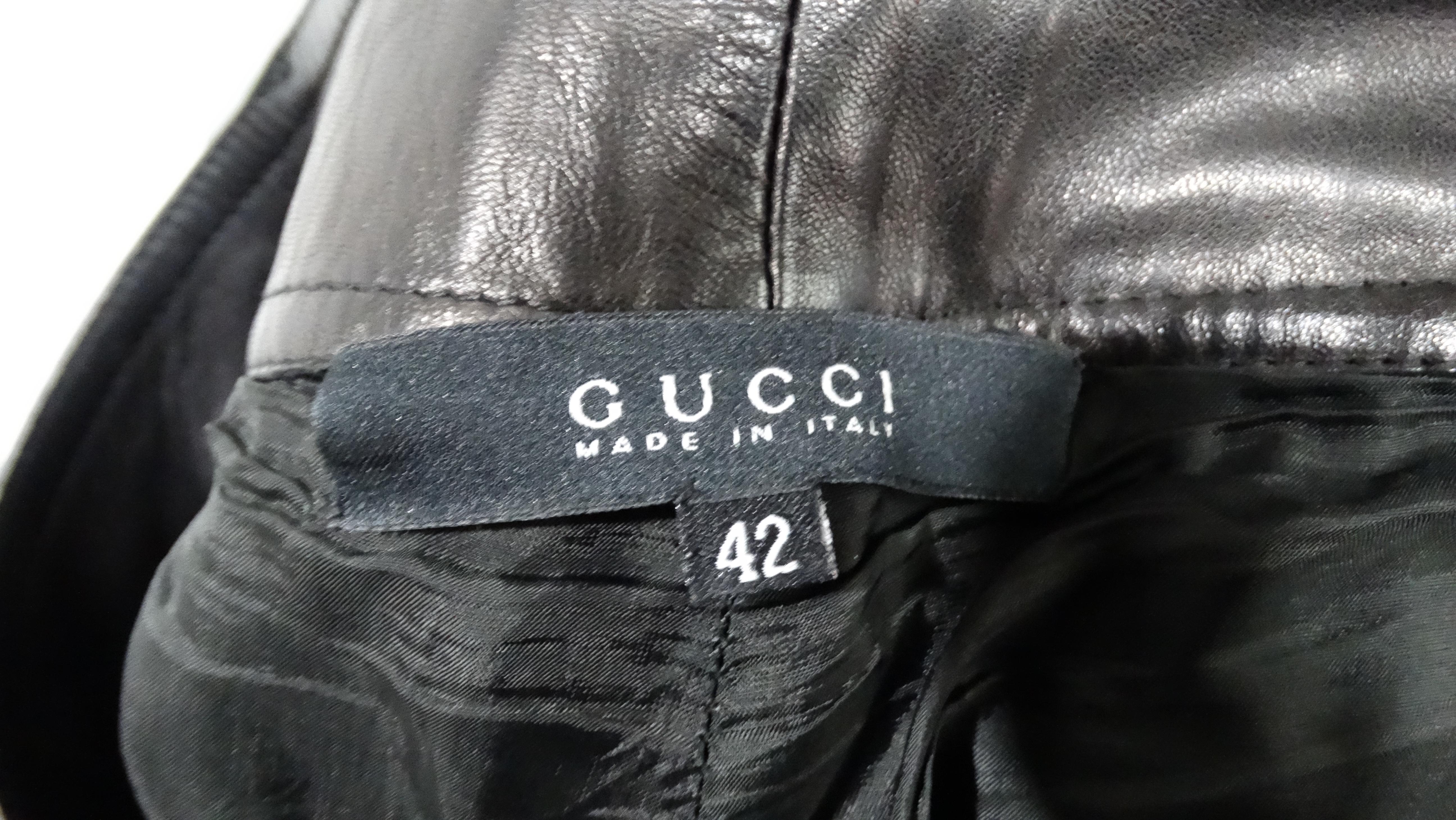 Tom Ford for Gucci 1990s Black Lambskin Leather Flare Pants For Sale 7