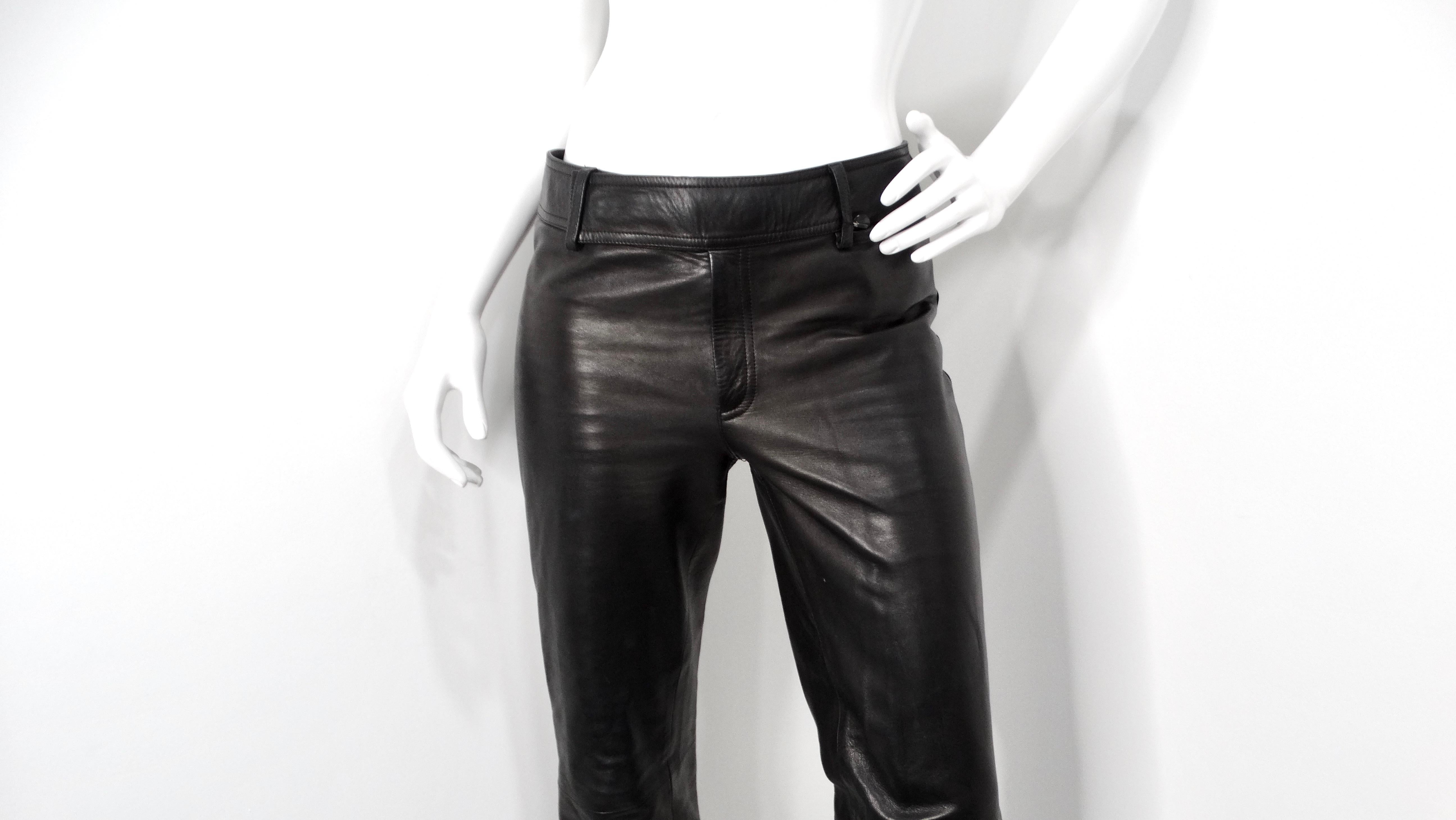 Tom Ford for Gucci 1990s Black Lambskin Leather Flare Pants In Good Condition For Sale In Scottsdale, AZ