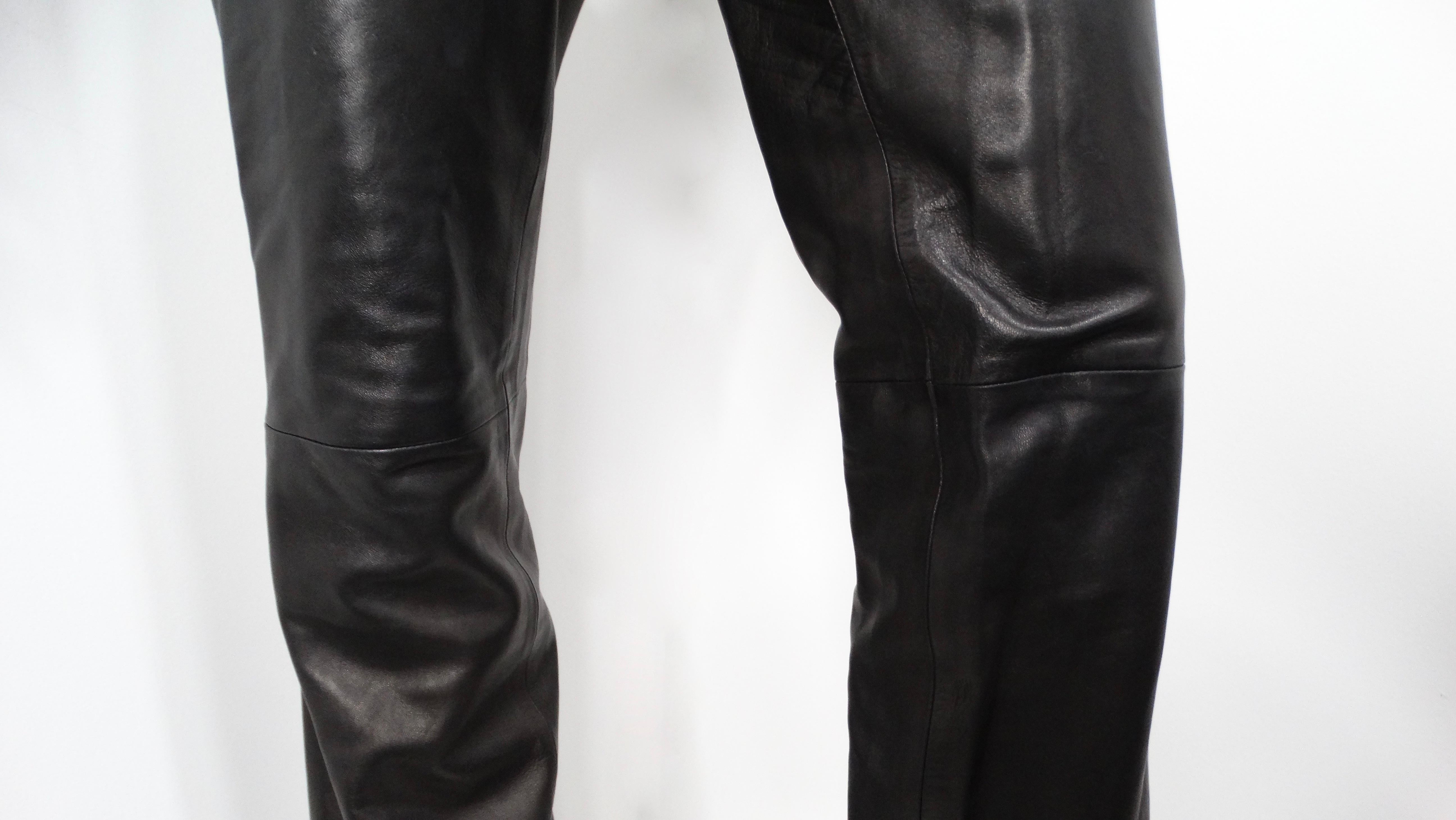Women's Tom Ford for Gucci 1990s Black Lambskin Leather Flare Pants For Sale
