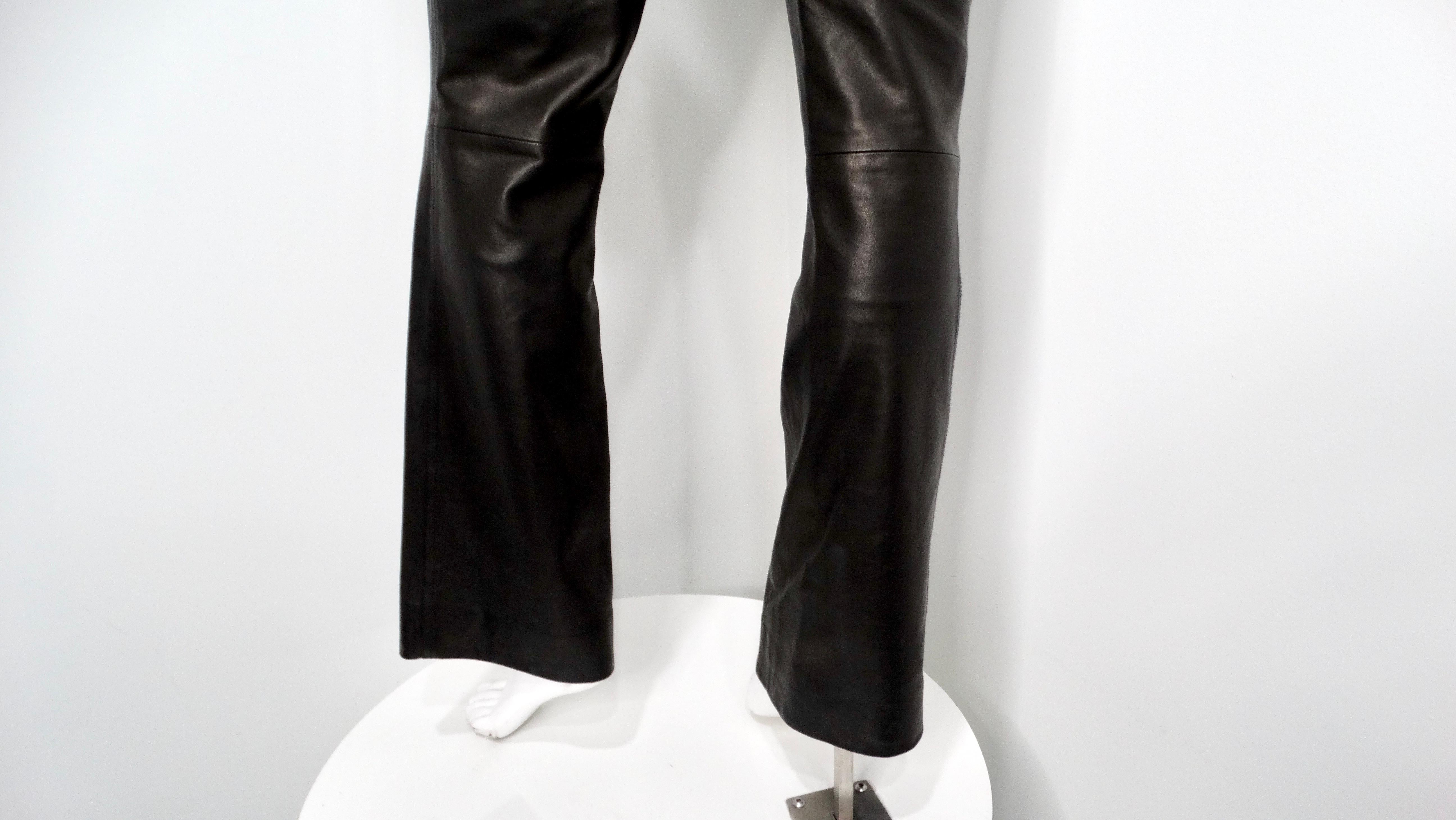Tom Ford for Gucci 1990s Black Lambskin Leather Flare Pants For Sale 5