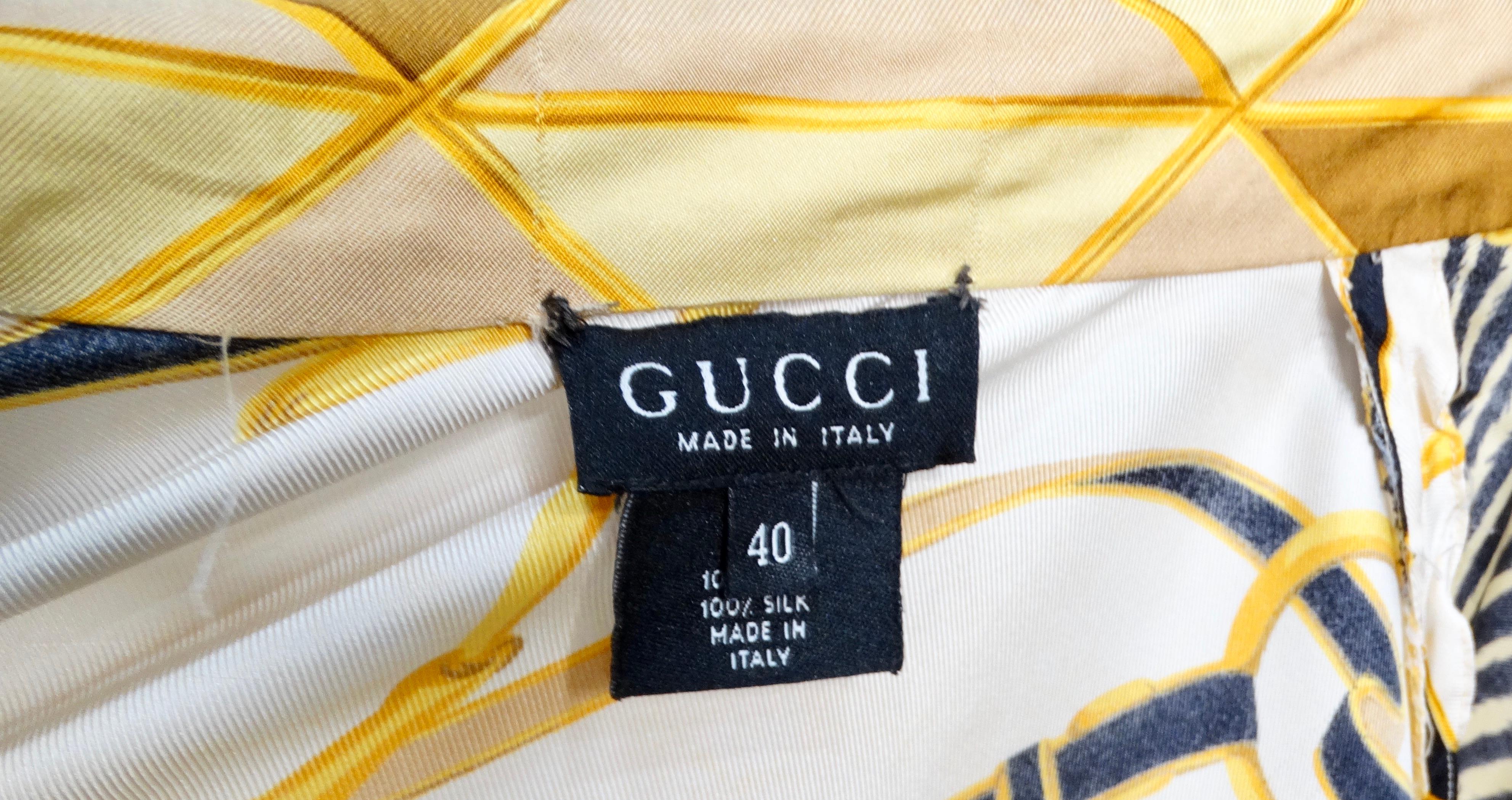 Tom Ford for Gucci 1993 Runway Animal Print Silk Collared Button Down Blouse For Sale 6
