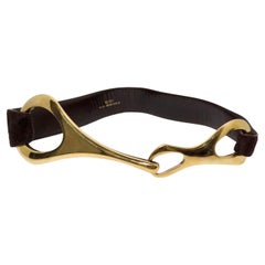 Tom Ford for Gucci 1996 Brown Horsebit Pony Hair Wide Waist Belt