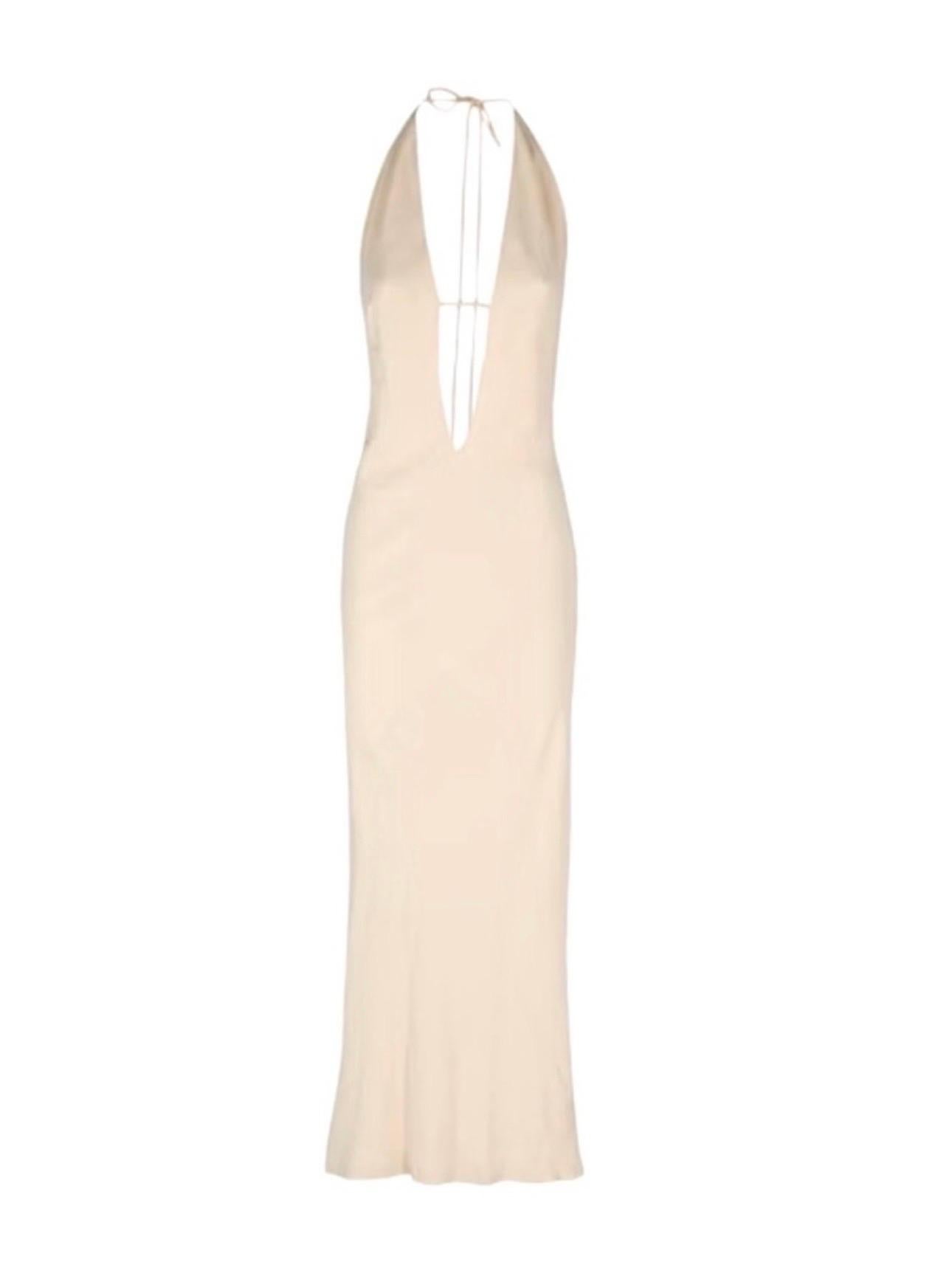 Tom Ford for Gucci 1997 Plunging Backless Slip Halter Maxi Evening Dress Gown 5