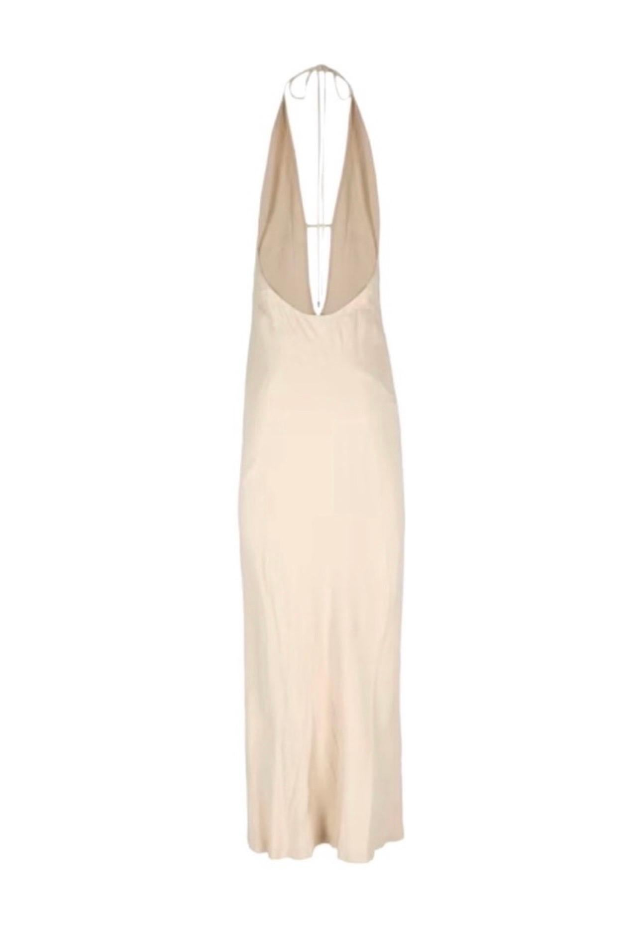 Tom Ford for Gucci 1997 Plunging Backless Slip Halter Maxi Evening Dress Gown 6