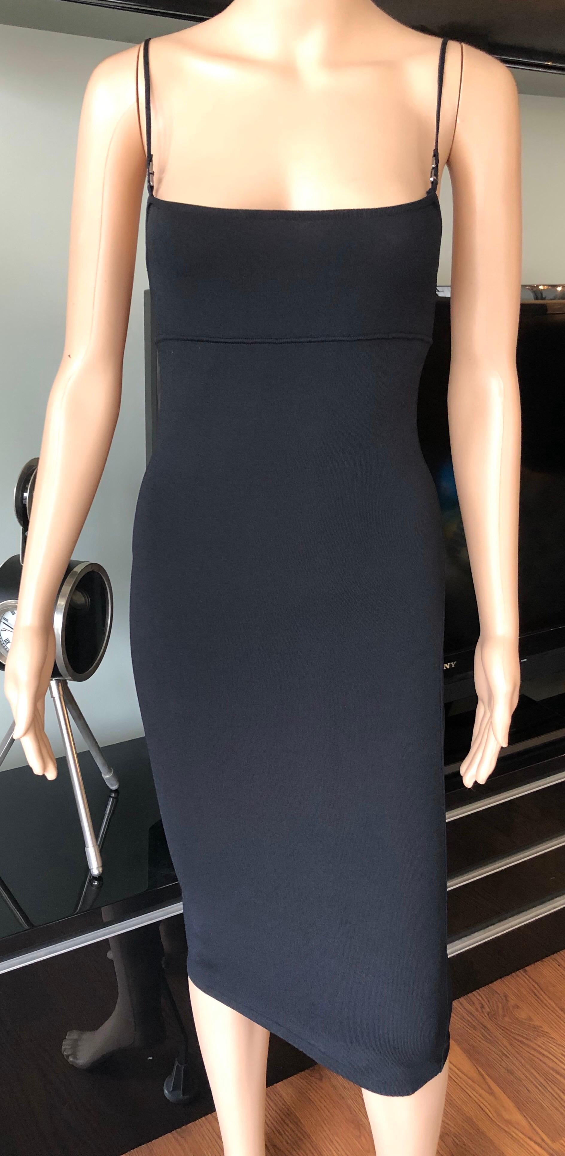 Tom Ford for Gucci 1999 Bodycon Knit Black Midi Dress In Excellent Condition For Sale In Naples, FL