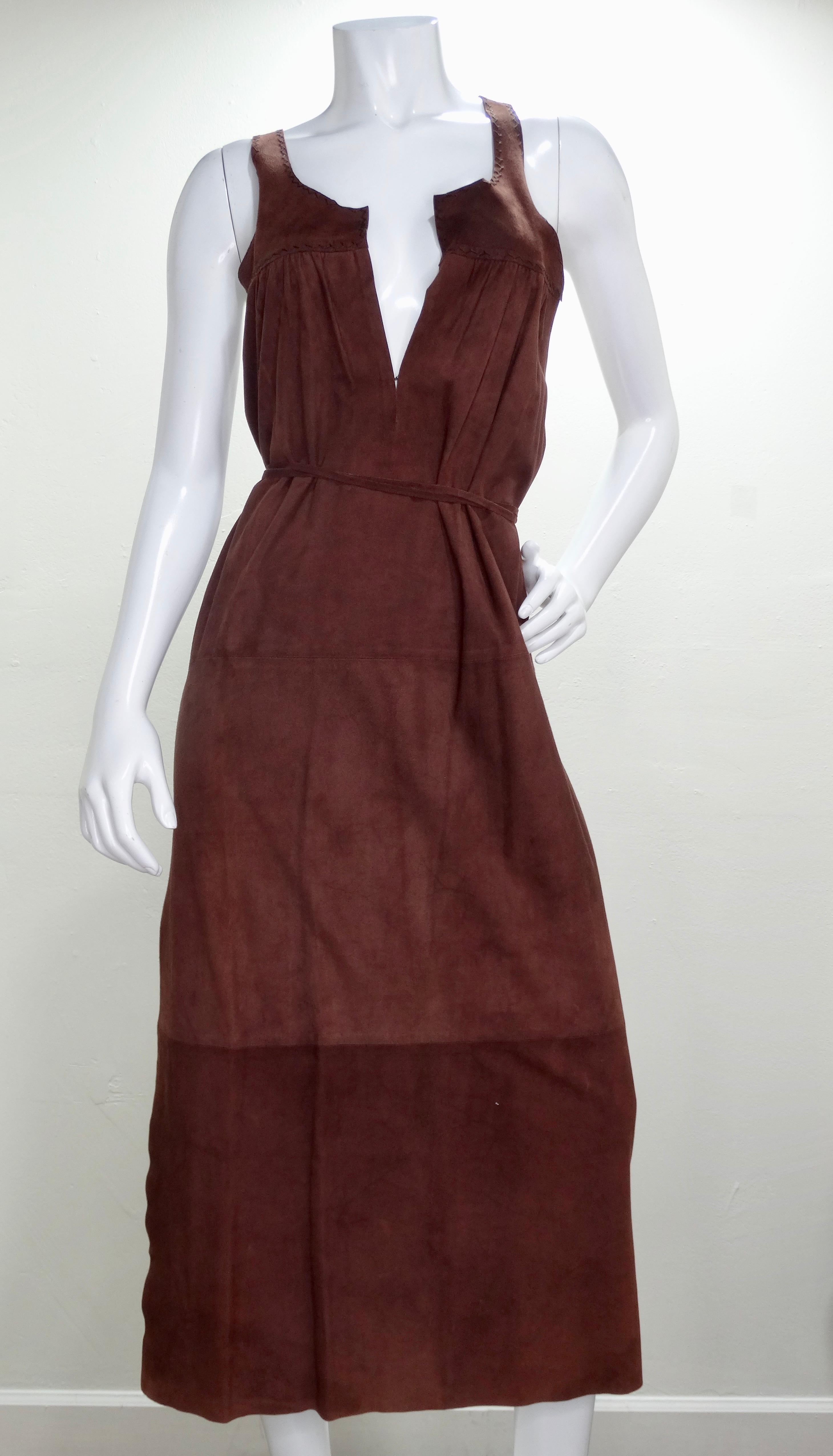 Tom Ford for Gucci 2002 Brown Suede Dress 4