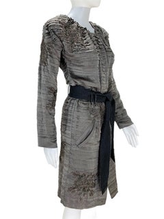 Tom Ford for Gucci 2002 Collection Silk Smokey Topaz Color Embroidered Coat 38