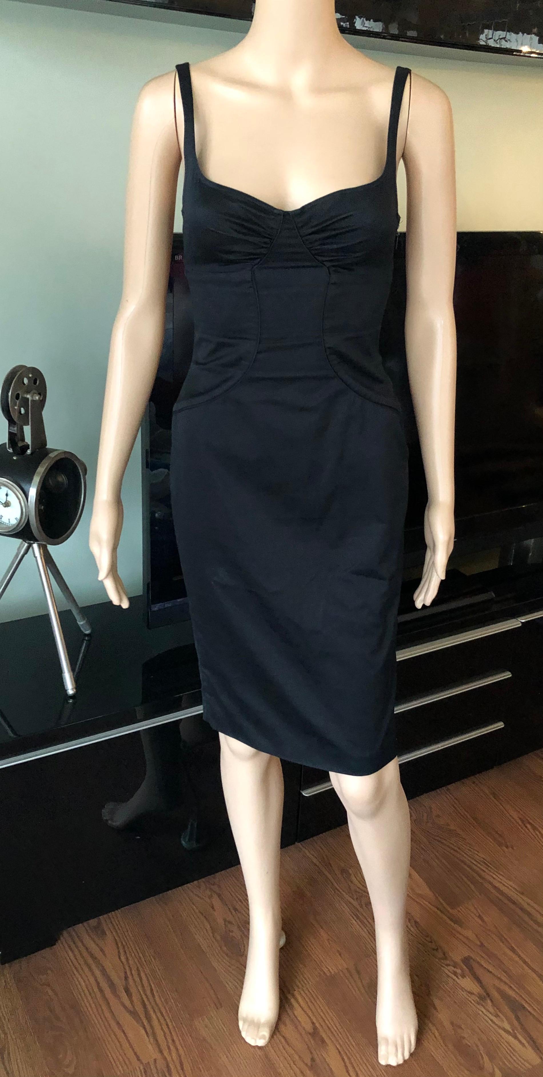 Tom Ford for Gucci 2003 Bustier Cutout Back Black Mini Dress In Good Condition For Sale In Naples, FL