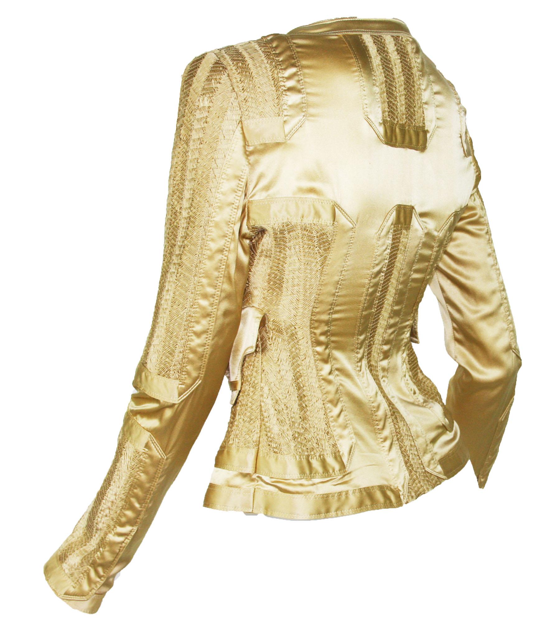 Women's Tom Ford for Gucci 2004 Collection Gold Silk Limited Edition Jackets It.40  US 4