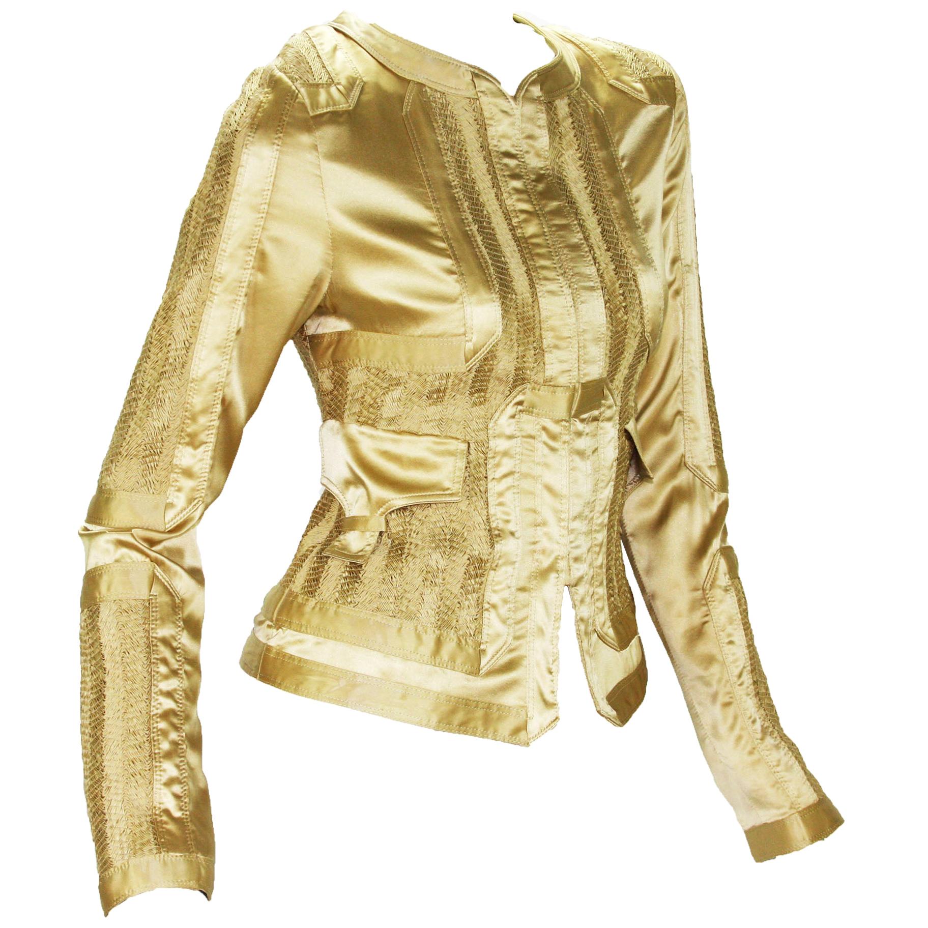 Tom Ford for Gucci 2004 Collection Gold Silk Limited Edition Jackets It.40  US 4