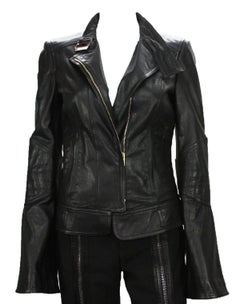 TOM FORD für GUCCI 2004 Kollektion Schwarze Chevron-Lederjacke It. 40 - US 4