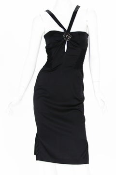 Tom Ford for Gucci 2004 Collection Silk Stretch Black Brooch Dress It. 40