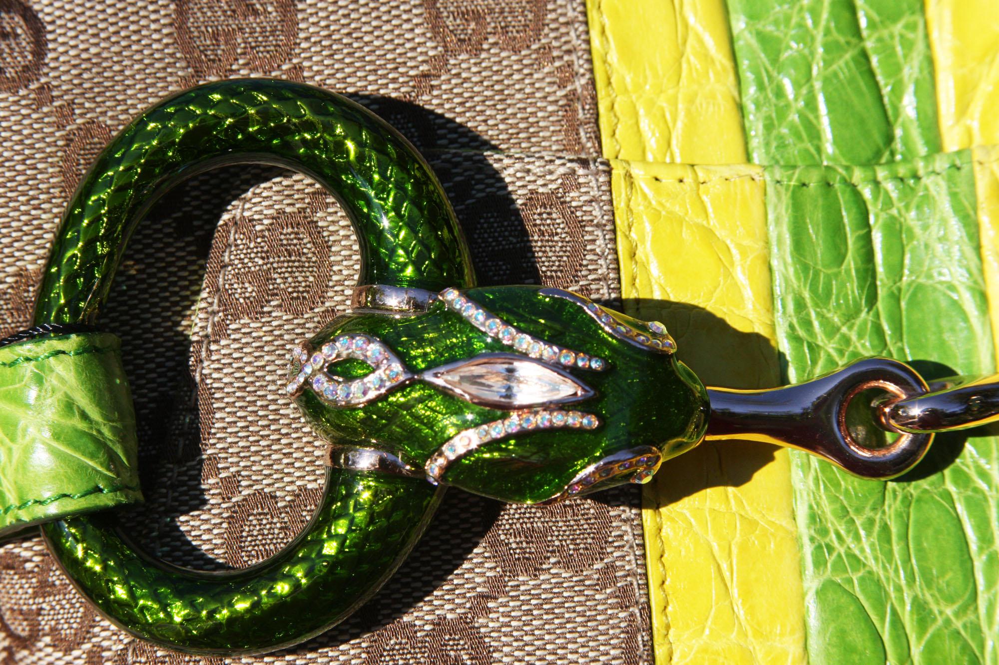  Tom Ford for GUCCI 2004 Crocodile Trimmed Horsebit Jeweled Serpent Clutch Bag 3