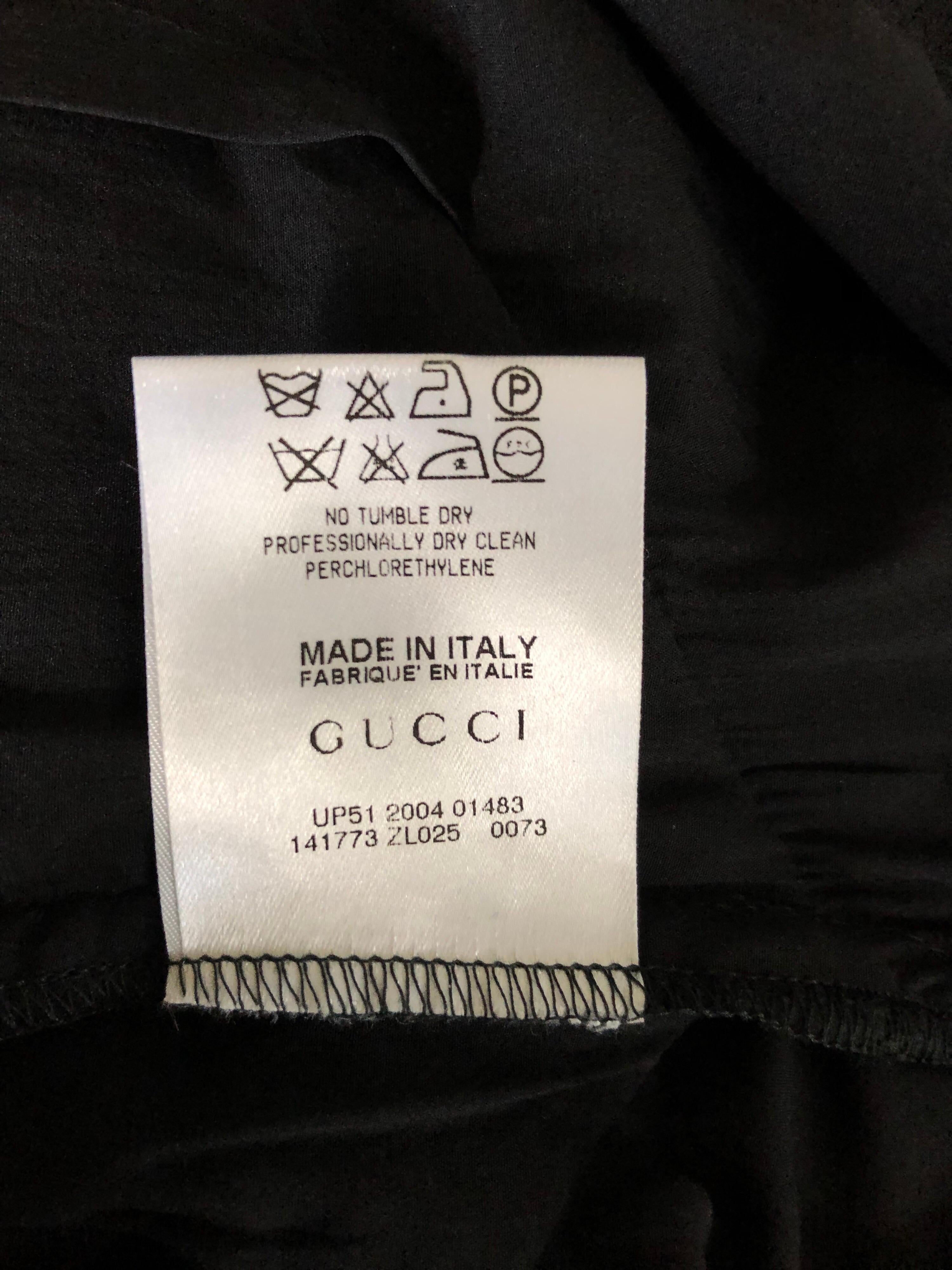 Tom Ford for Gucci 2004 Plunging Neckline Sheer Panels Silk Black Dress 7