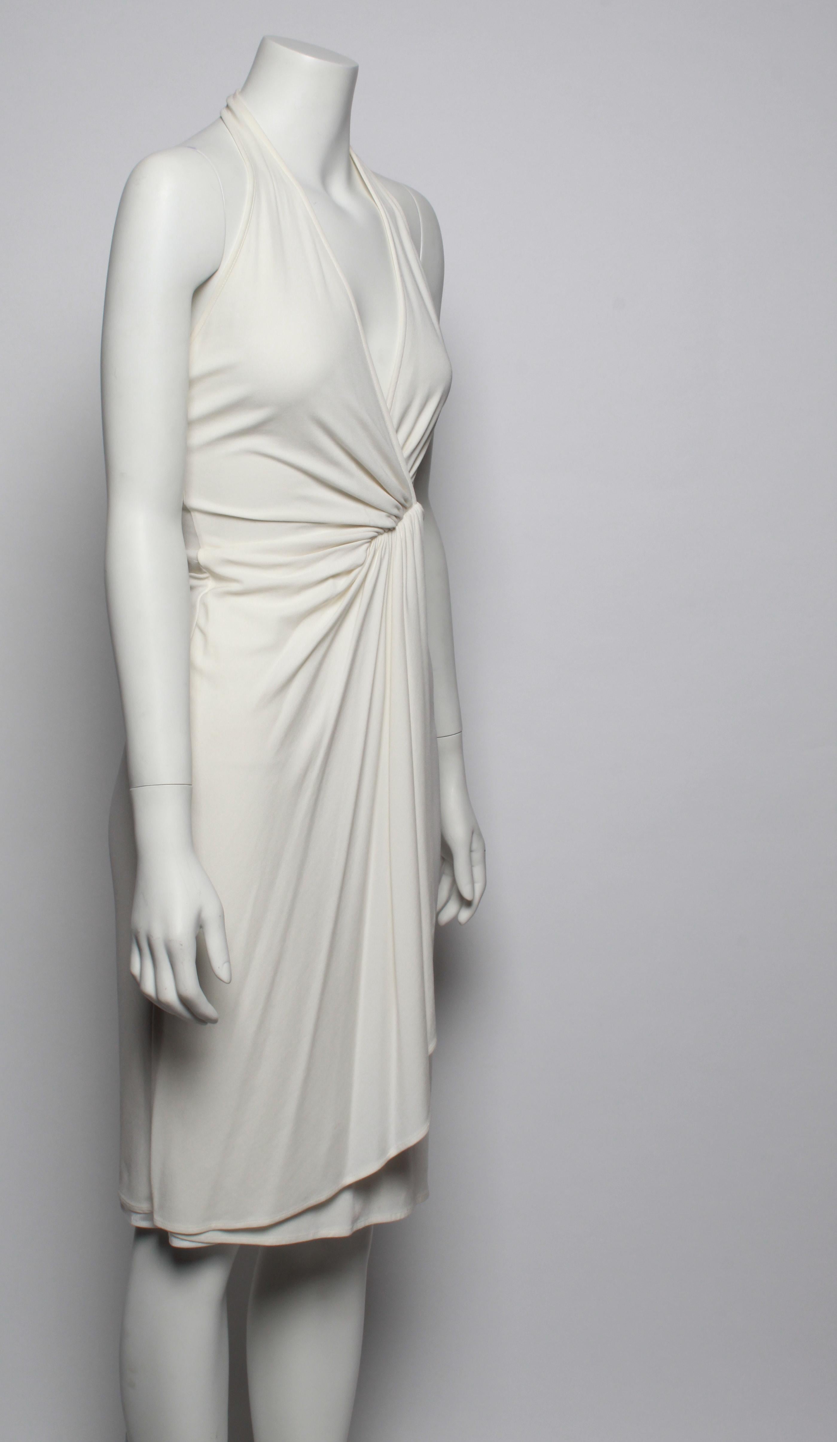 Tom Ford for Gucci 90's Sexy Wrap Halter Cocktail Dress
Designer size S
White Stretch Jersey
Simple Slip On
Made in Italy