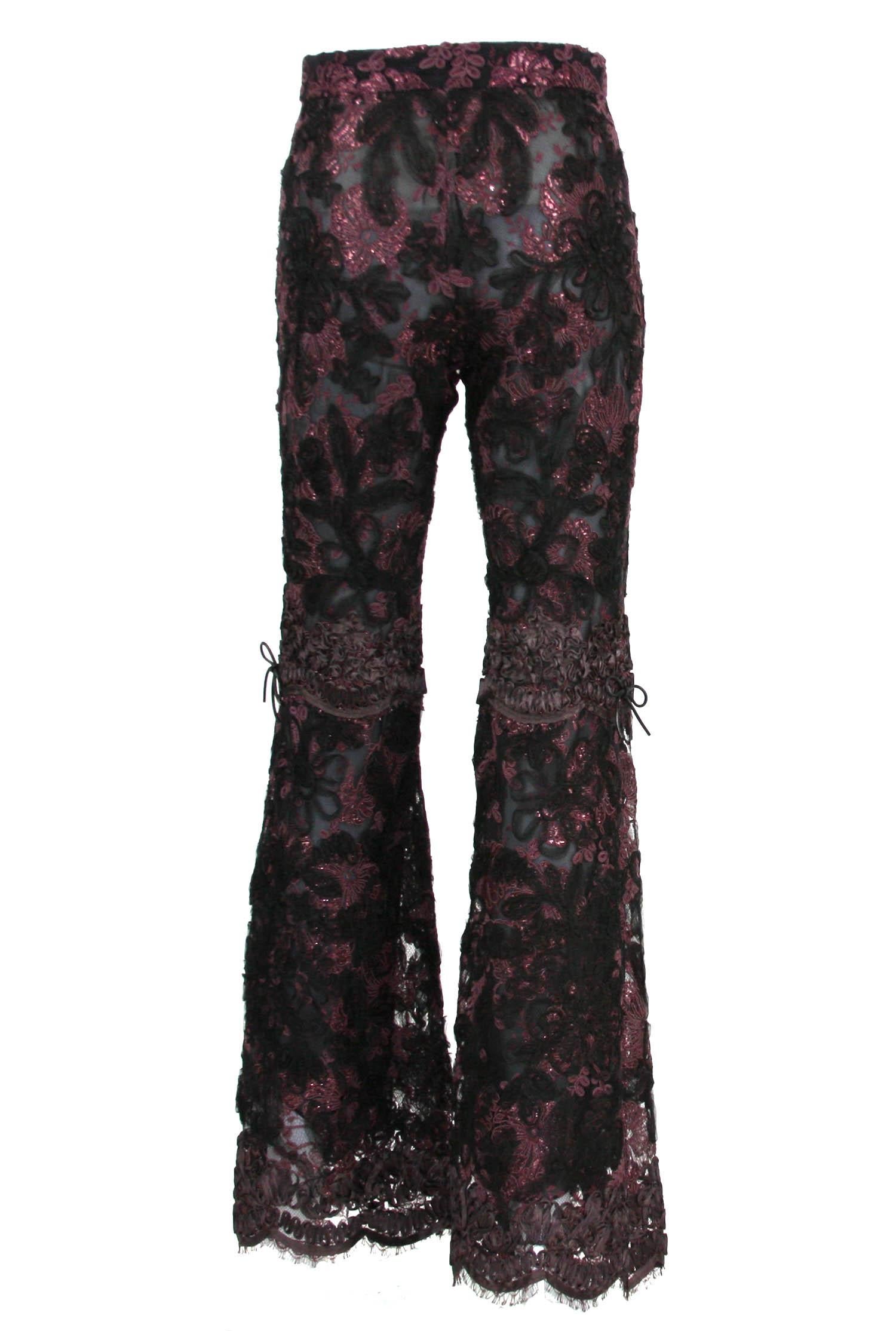 Tom Ford pour Gucci AD FW 1999 Super rare pantalon italien en soie dentelle sexy et sexy 40 Excellent état - En vente à Montgomery, TX
