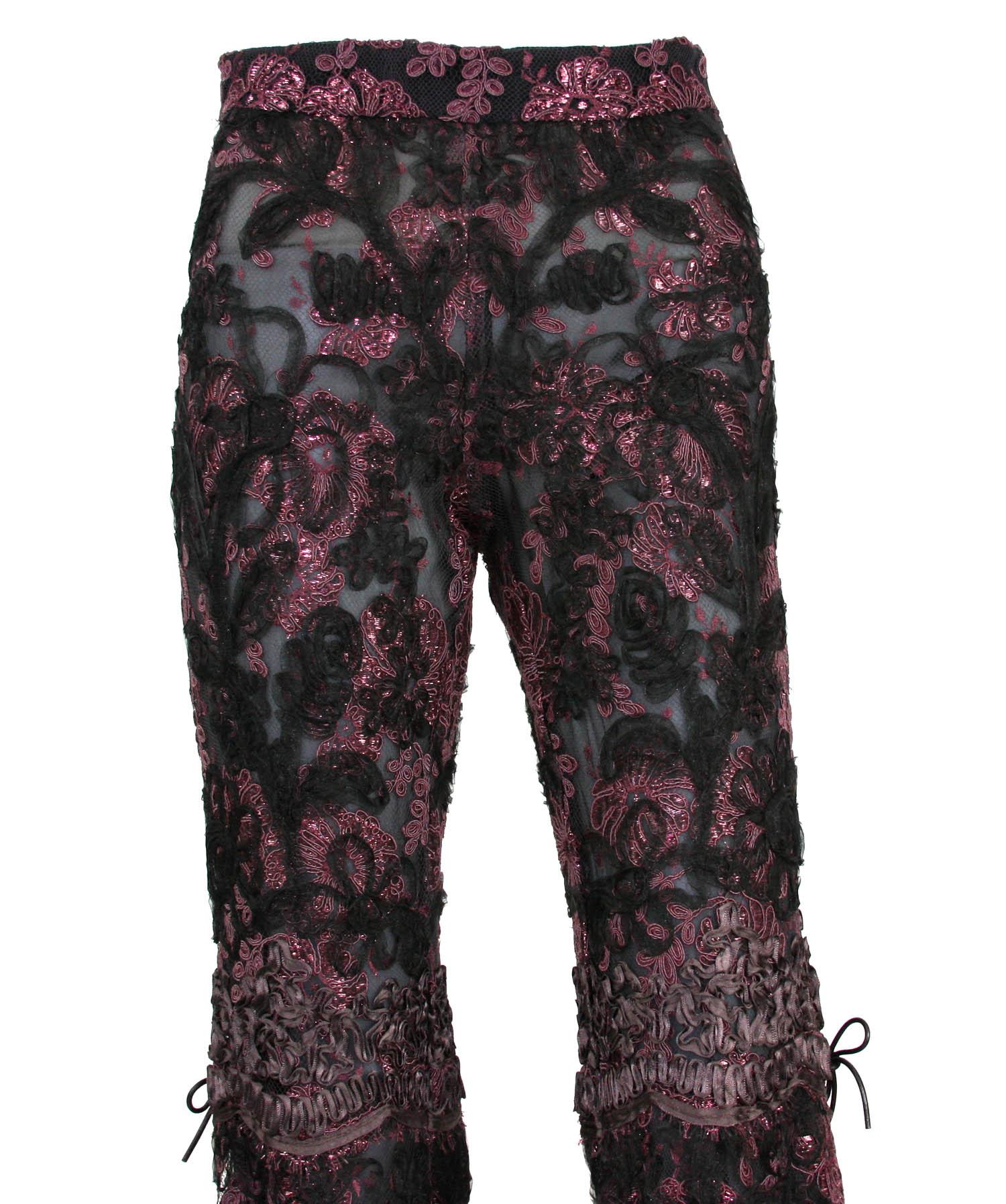 Tom Ford pour Gucci AD FW 1999 Super rare pantalon italien en soie dentelle sexy et sexy 40 Pour femmes en vente