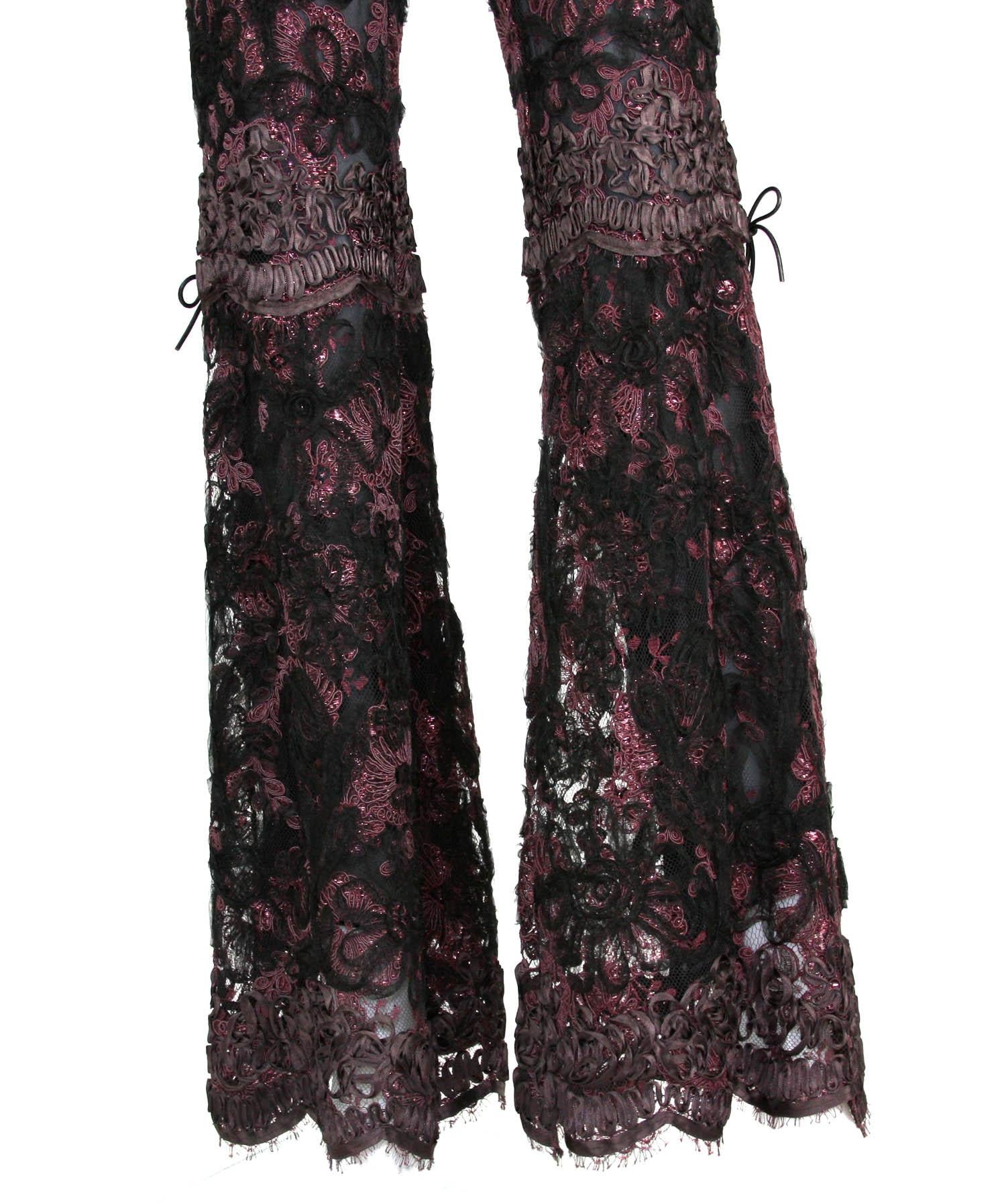 Tom Ford pour Gucci AD FW 1999 Super rare pantalon italien en soie dentelle sexy et sexy 40 en vente 1