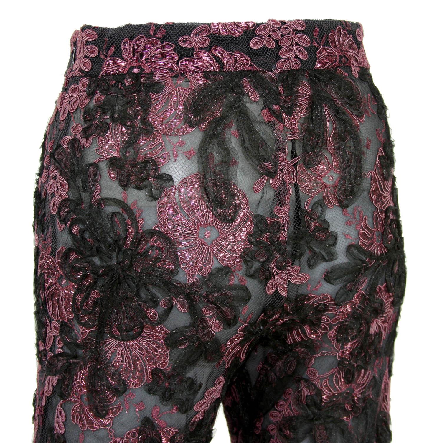 Tom Ford pour Gucci AD FW 1999 Super rare pantalon italien en soie dentelle sexy et sexy 40 en vente 2