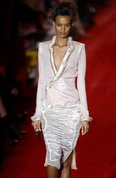 Tom Ford for Gucci and Yves Saint Laurent Nude Silk Mink Skirt Suit It. 40  US 4