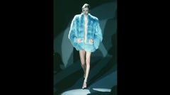 Tom Ford for Gucci Aqua Blue Dyed Fox Fur Oversized Coat FW 1997