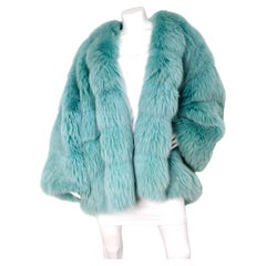 Tom Ford for Gucci Aqua Blue Dyed Fox Fur Oversized Coat FW 1997