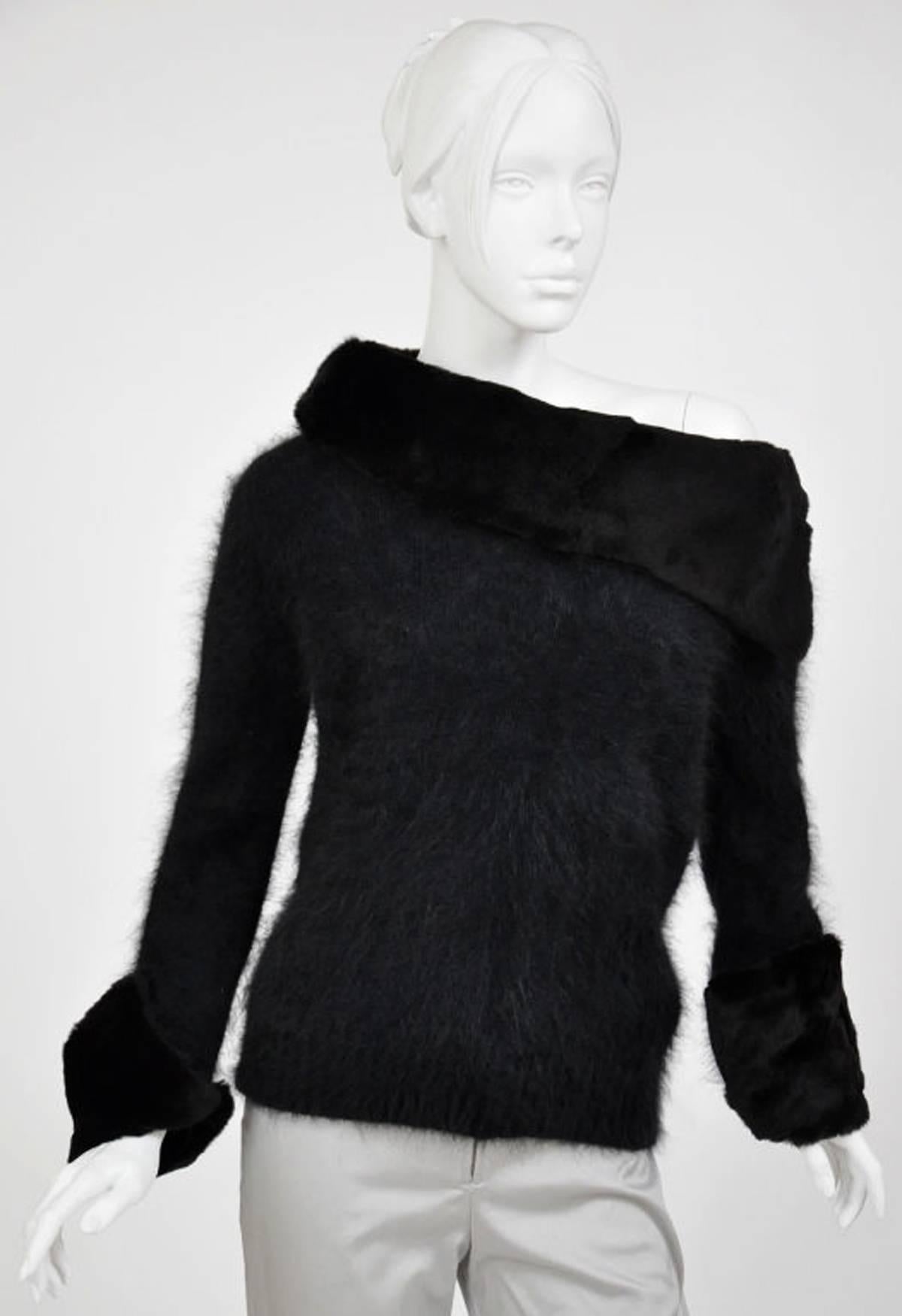 Women's Tom Ford for Gucci Black Angora and Mink Fur Most Luxurious Sweater size S For Sale