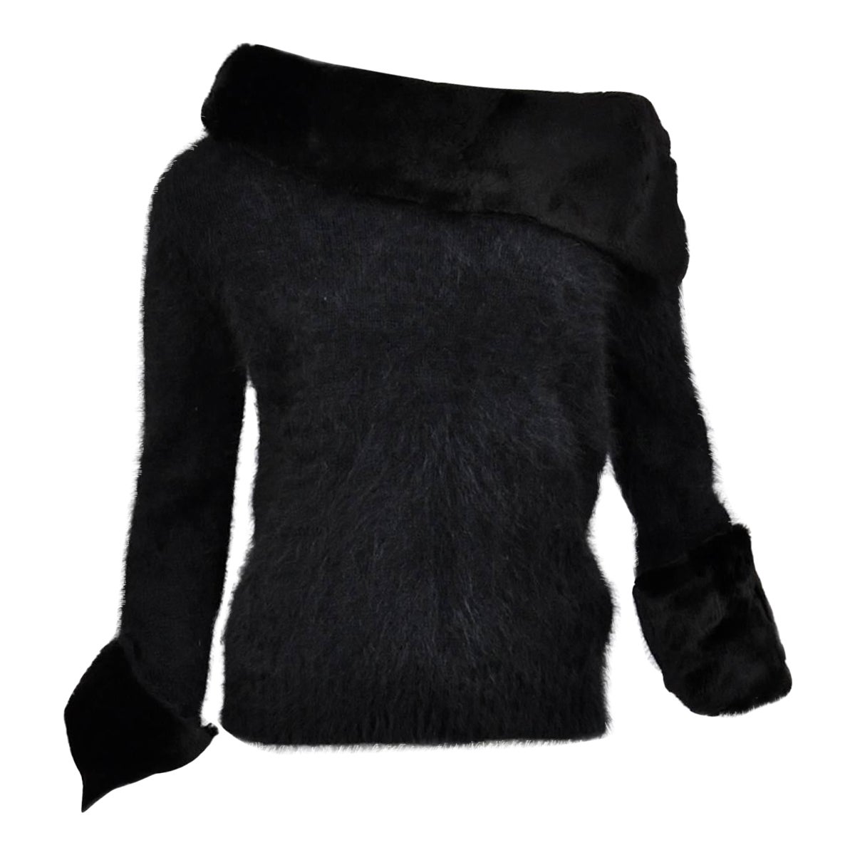 Pull très luxueux en angora noir et fourrure de vison Tom Ford pour Gucci, taille S