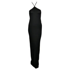 Tom Ford for Gucci black jersey halter gown with black crystal 'G' clasp 