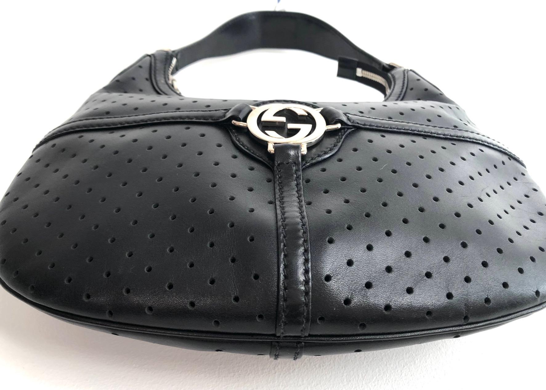 1990s Tom Ford for Gucci Black Leather GG Interlocking Hobo Bag In Excellent Condition In London, GB