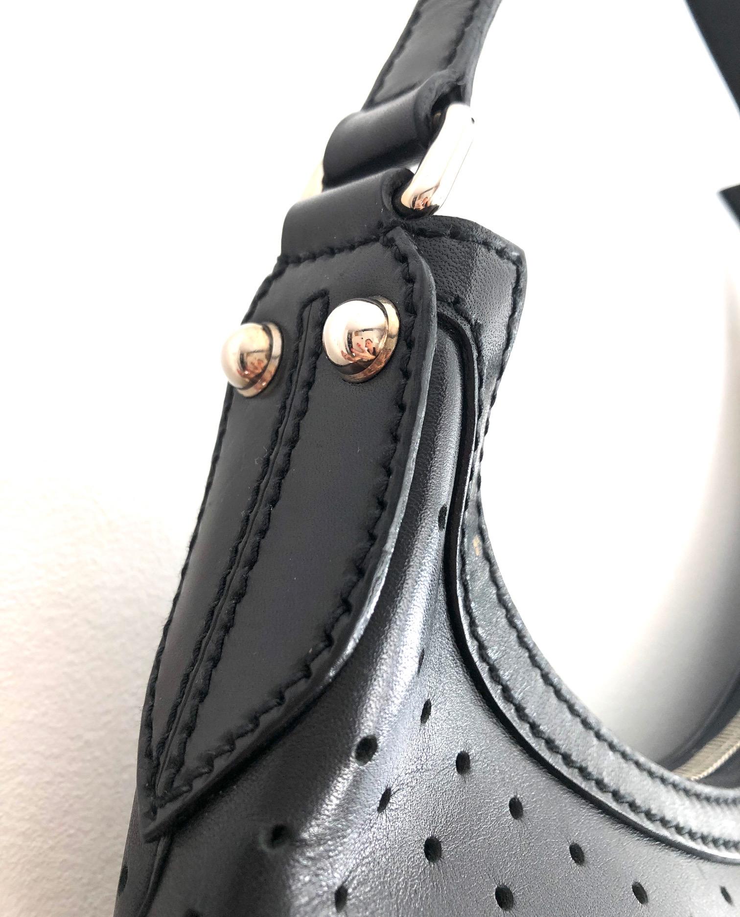 1990s Tom Ford for Gucci Black Leather GG Interlocking Hobo Bag 5