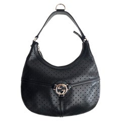 Vintage 1990s Tom Ford for Gucci Black Leather GG Interlocking Hobo Bag