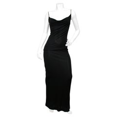 Tom Ford for Gucci Black Ruched Cowl Neck Maxi Dress circa 1990s