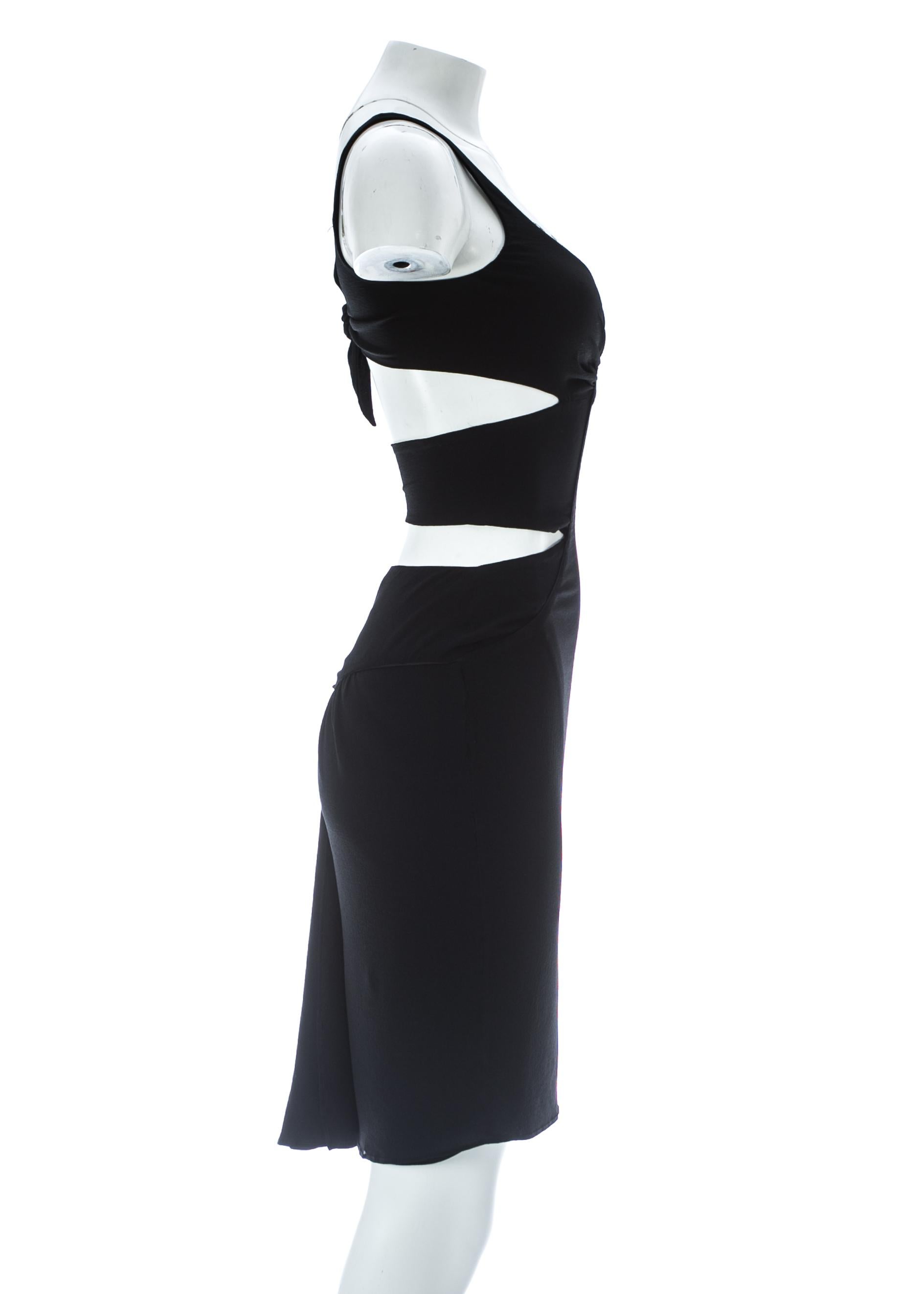 Black Tom Ford for Gucci black silk spandex evening dress with cut outs, A/W 2003