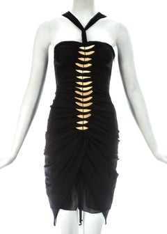 Tom Ford for Gucci black silk spandex mini dress with gold metal plates, c. 2004