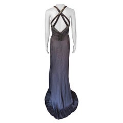 Tom Ford for Gucci c. 2001 Abito da sera marrone impreziosito con ritaglio sul retro