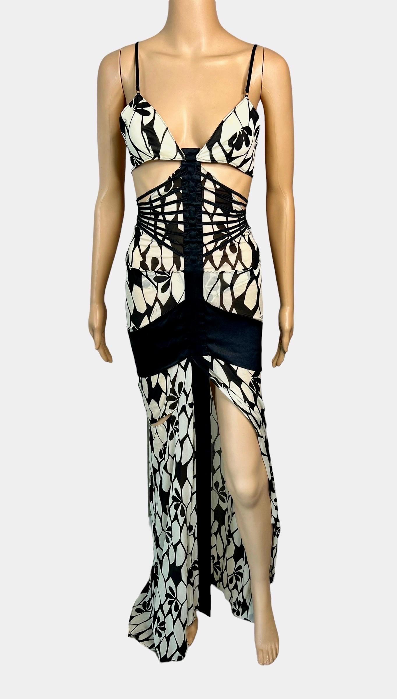 Tom Ford for Gucci c.2003 Plunging Bra Cutout Strappy Silk Evening Dress Gown For Sale 4