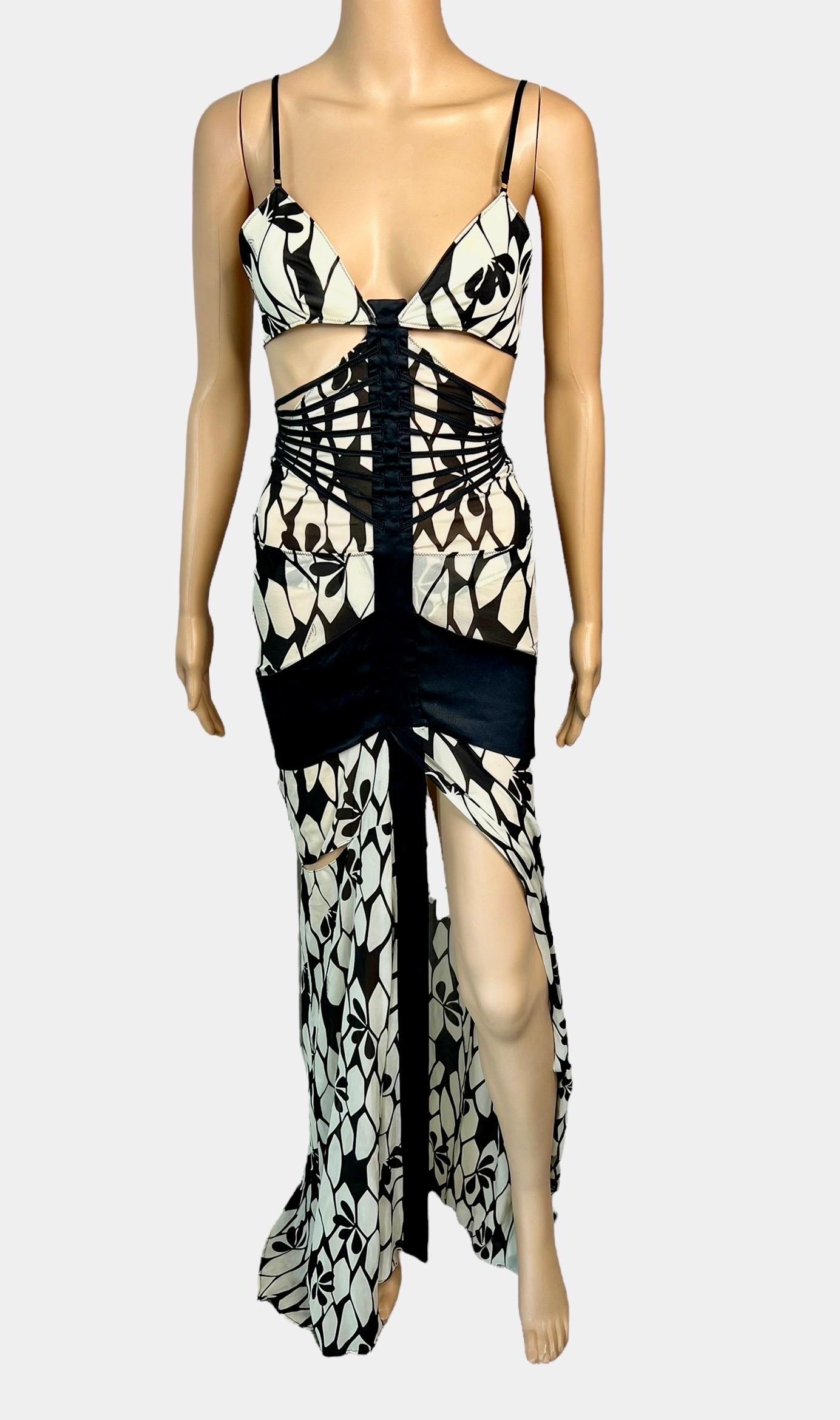 Tom Ford for Gucci c.2003 Plunging Bra Cutout Strappy Silk Evening Dress Gown For Sale 5