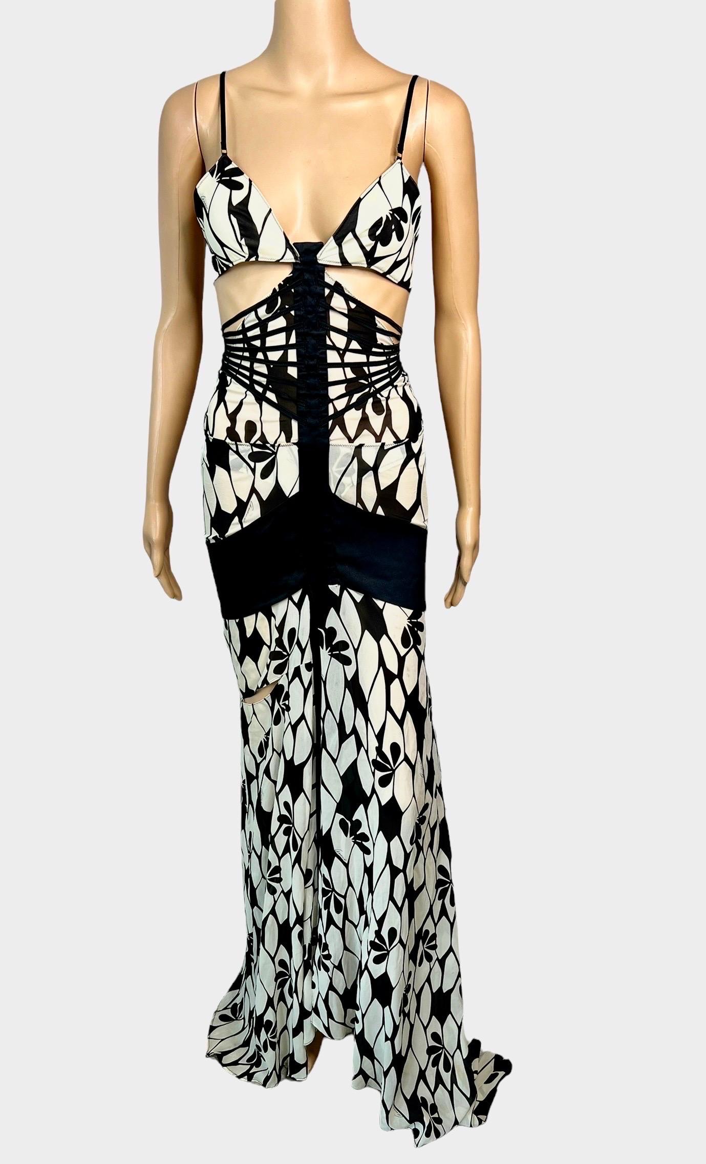 Gray Tom Ford for Gucci c.2003 Plunging Bra Cutout Strappy Silk Evening Dress Gown For Sale